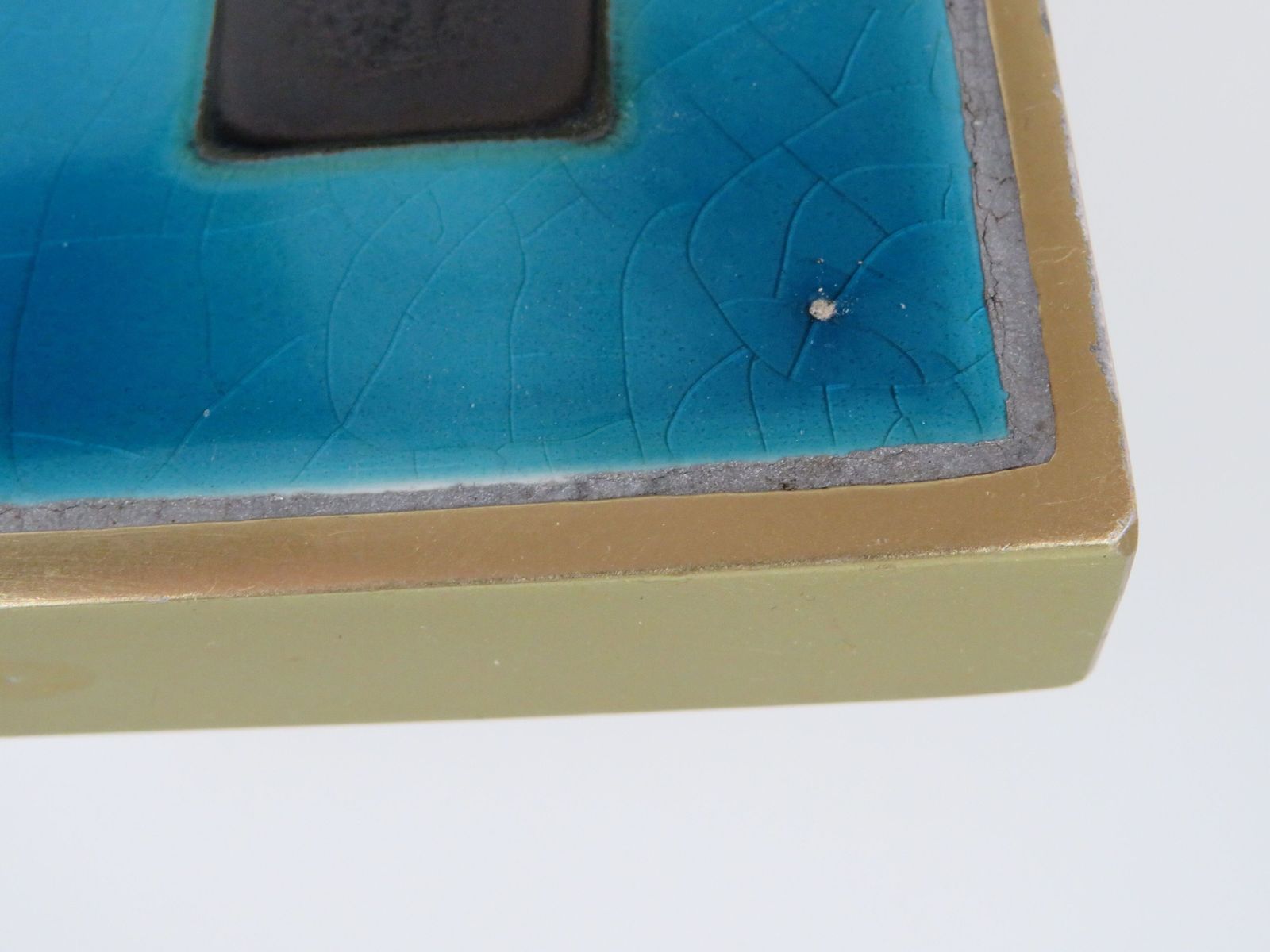 Door Handle With Amphora Ceramic Tile, Belgium 1960s, Blue Modernist Design photo for sale