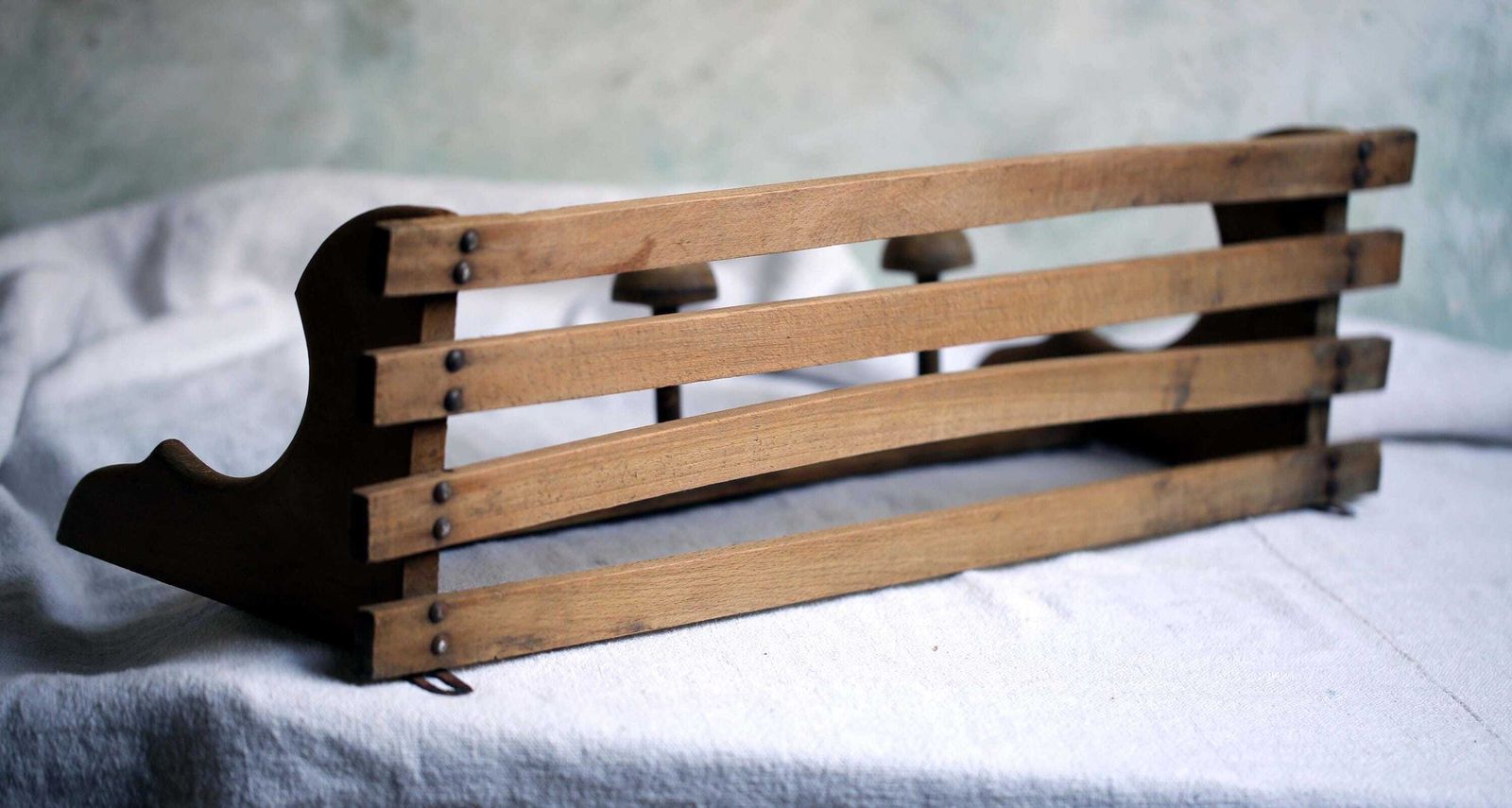 Antique French Coat Rack With 3 Pegs & Shelf Wooden Hat Hooks photo Furniture