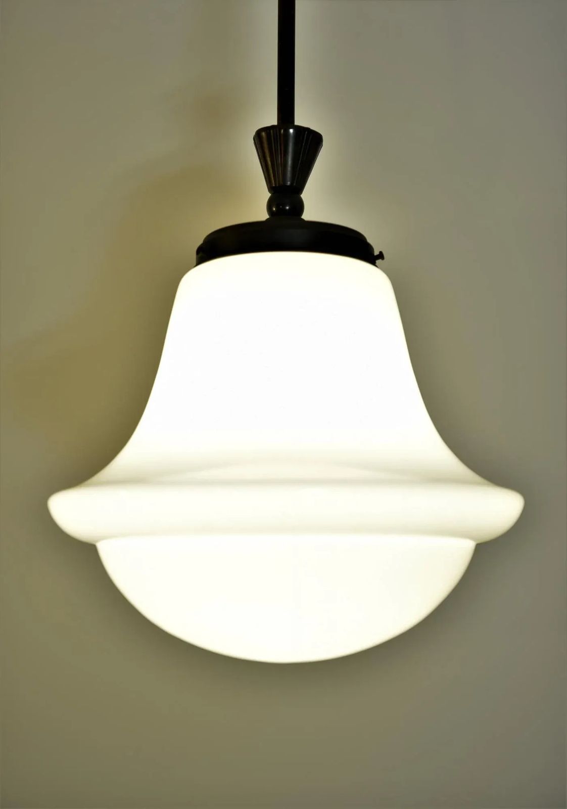 Swedish Grace Art Déco Copper And Hand Blown Glass Pendant Lamp, 1920s
