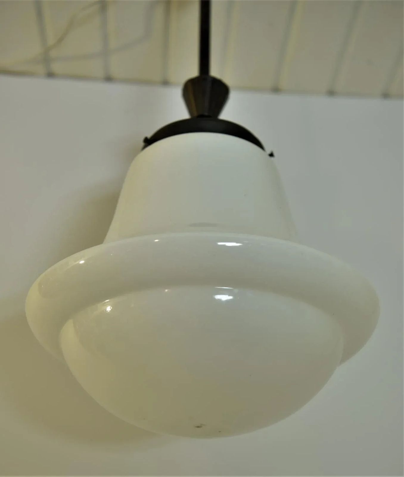 Swedish Grace Art Déco Copper And Hand Blown Glass Pendant Lamp, 1920s photo Lighting