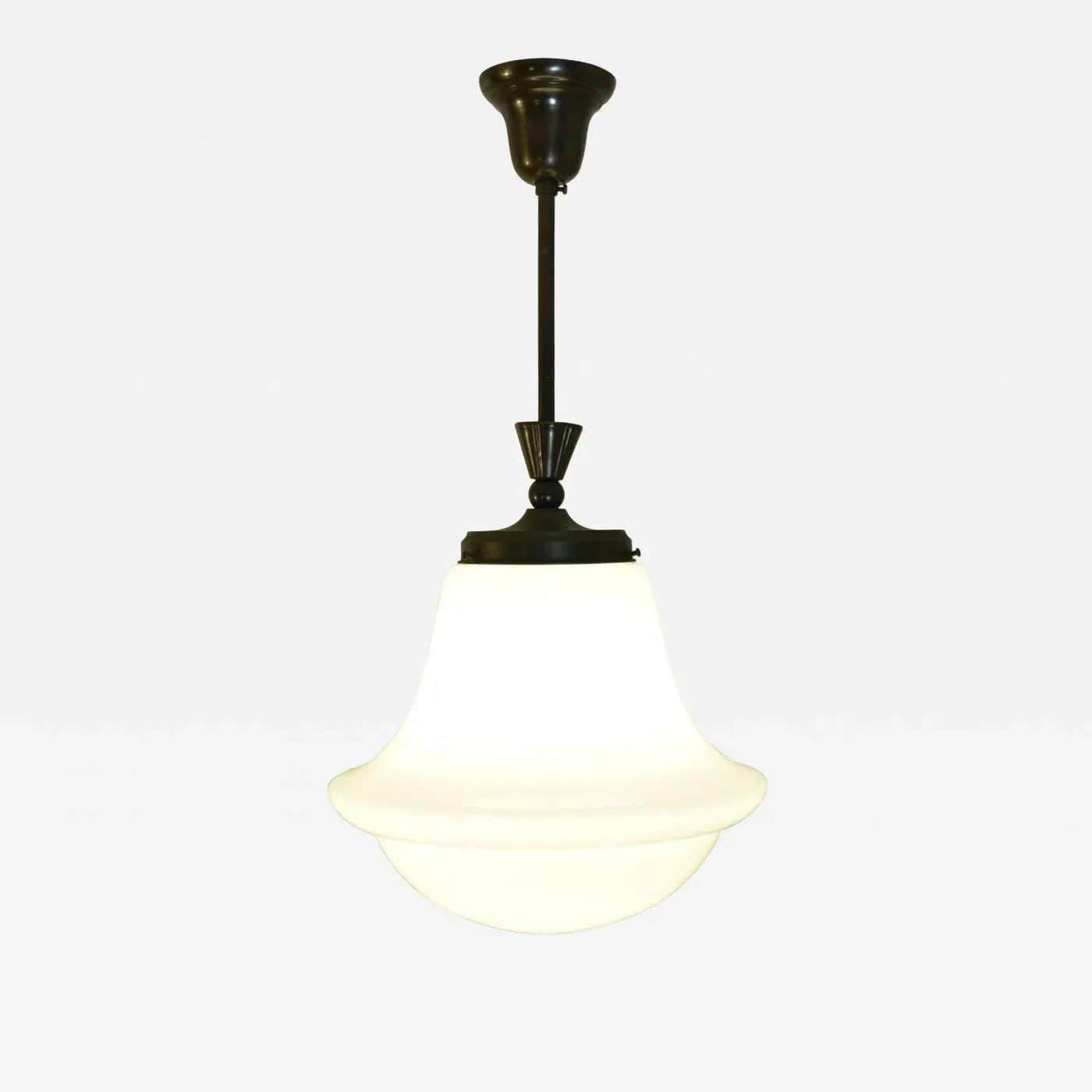 Swedish Grace Art Déco Copper And Hand Blown Glass Pendant Lamp, 1920s photo 1020.0