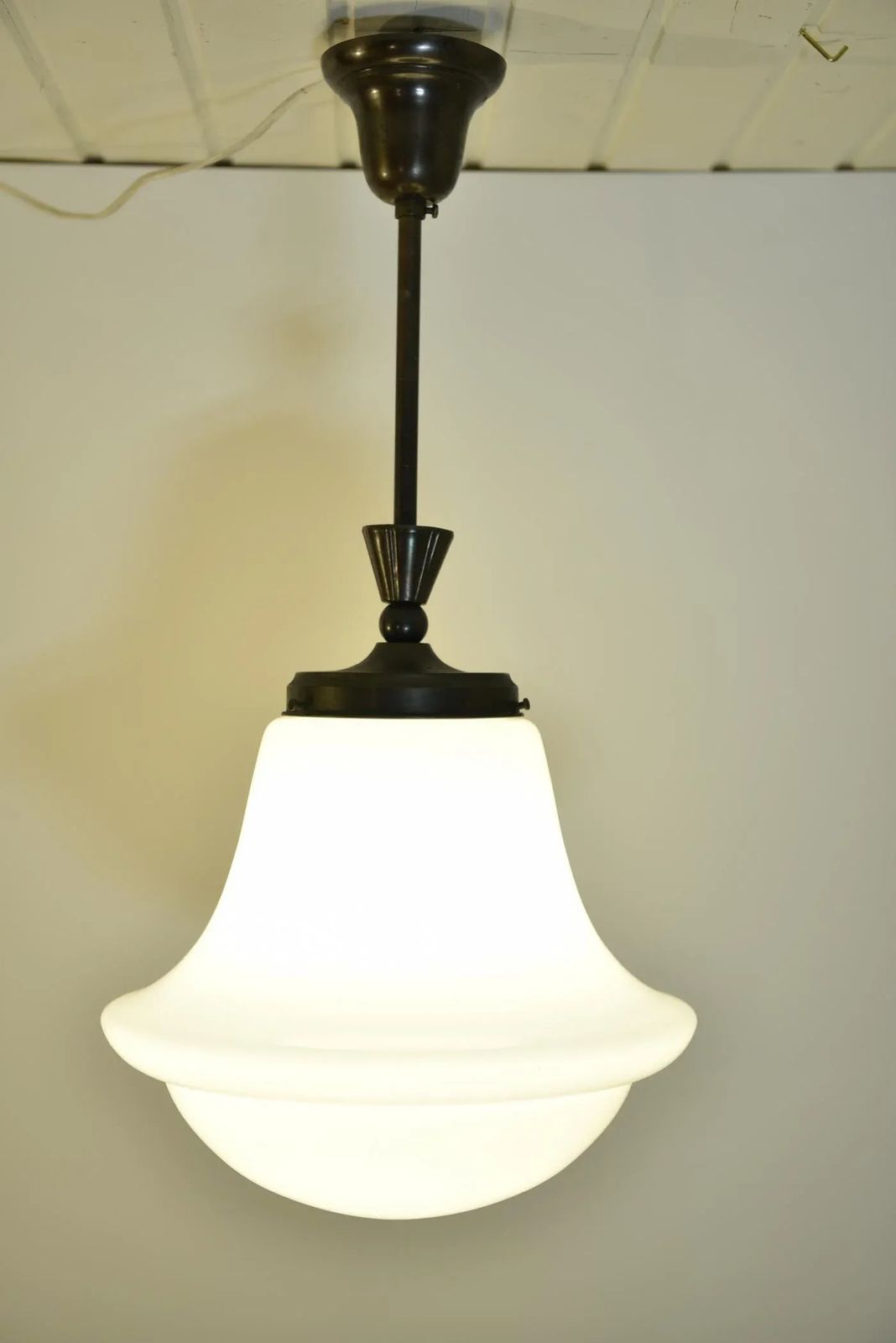 Swedish Grace Art Déco Copper And Hand Blown Glass Pendant Lamp, 1920s photo buy