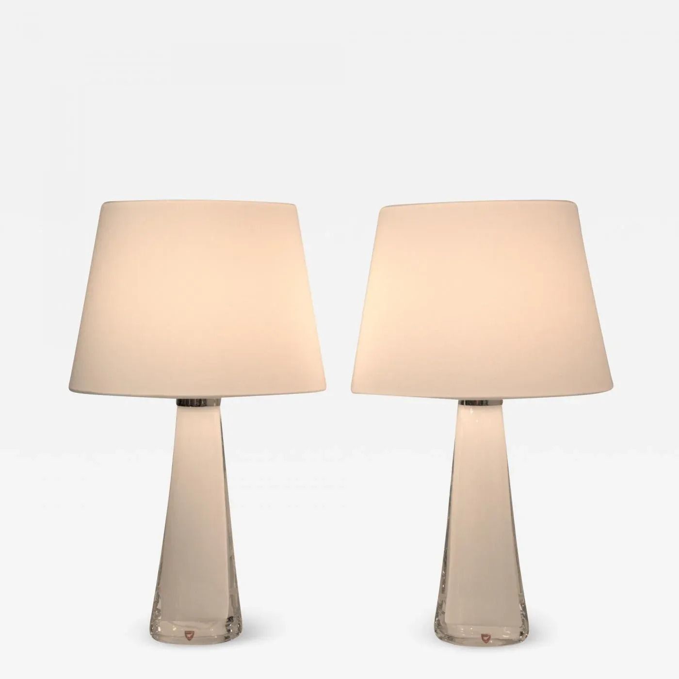 White Doublecoated Glass Table Lamps By Carl Fagerlund For Orrefors, 1950s, Set Of 2 photo vinterior