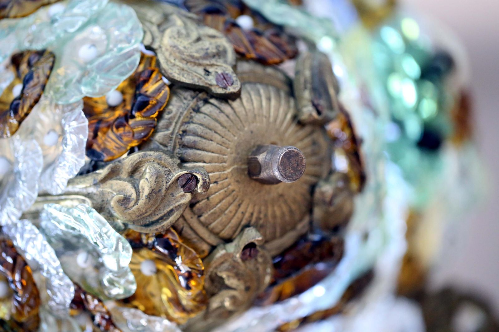 Antique Murano Glass Fruit Ceiling Light Flowers & Grapes Working Chandelier Plafonnier photo buy