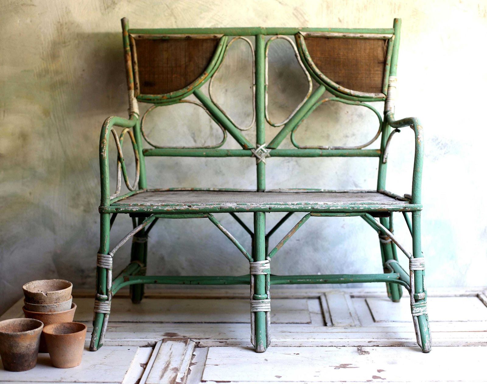 Antique Child Bench Small Bentwood Seat Children Chippy Green French Garden Chair photo furniture