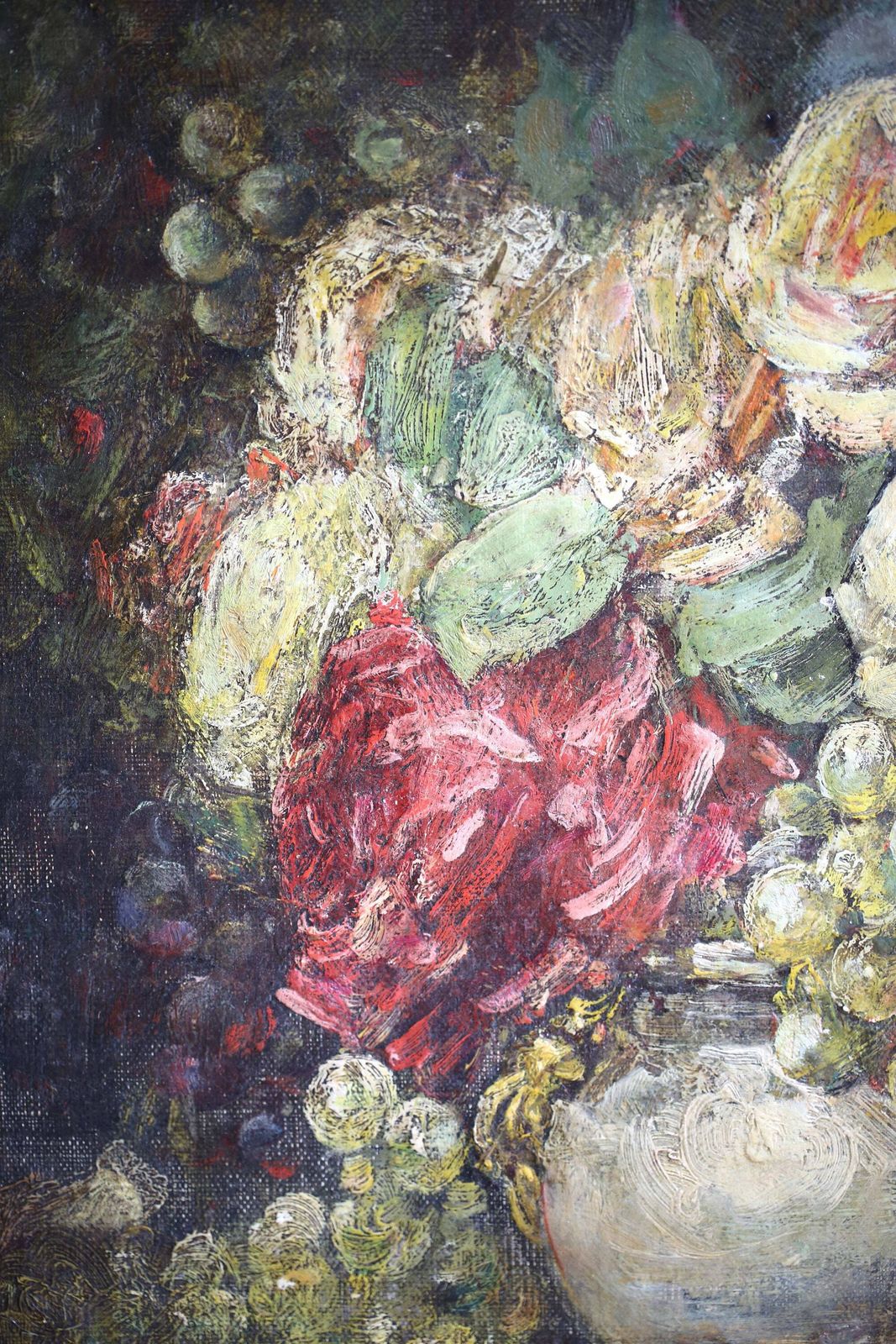 Antique Floral Oil Painting: Georges Jeannin French Still Life, Roses, Framed Canvas Art photo 3409.0