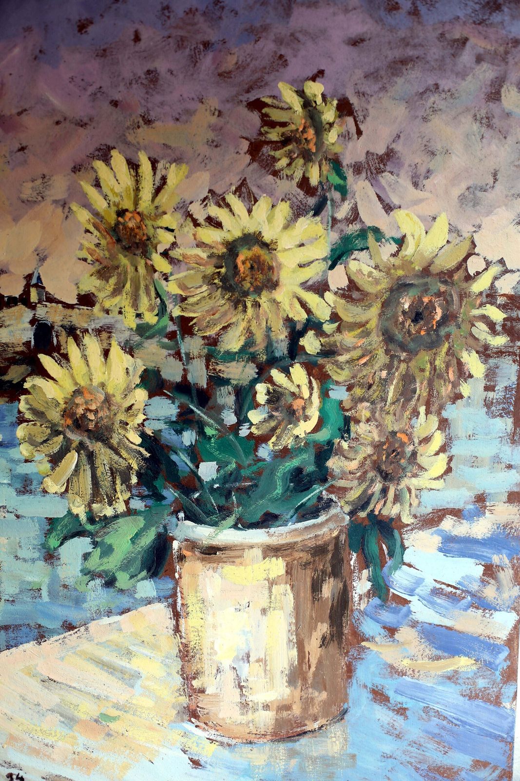 French Impressionist Sunflower Oil Painting: Tour Solidor Seascape photo Art