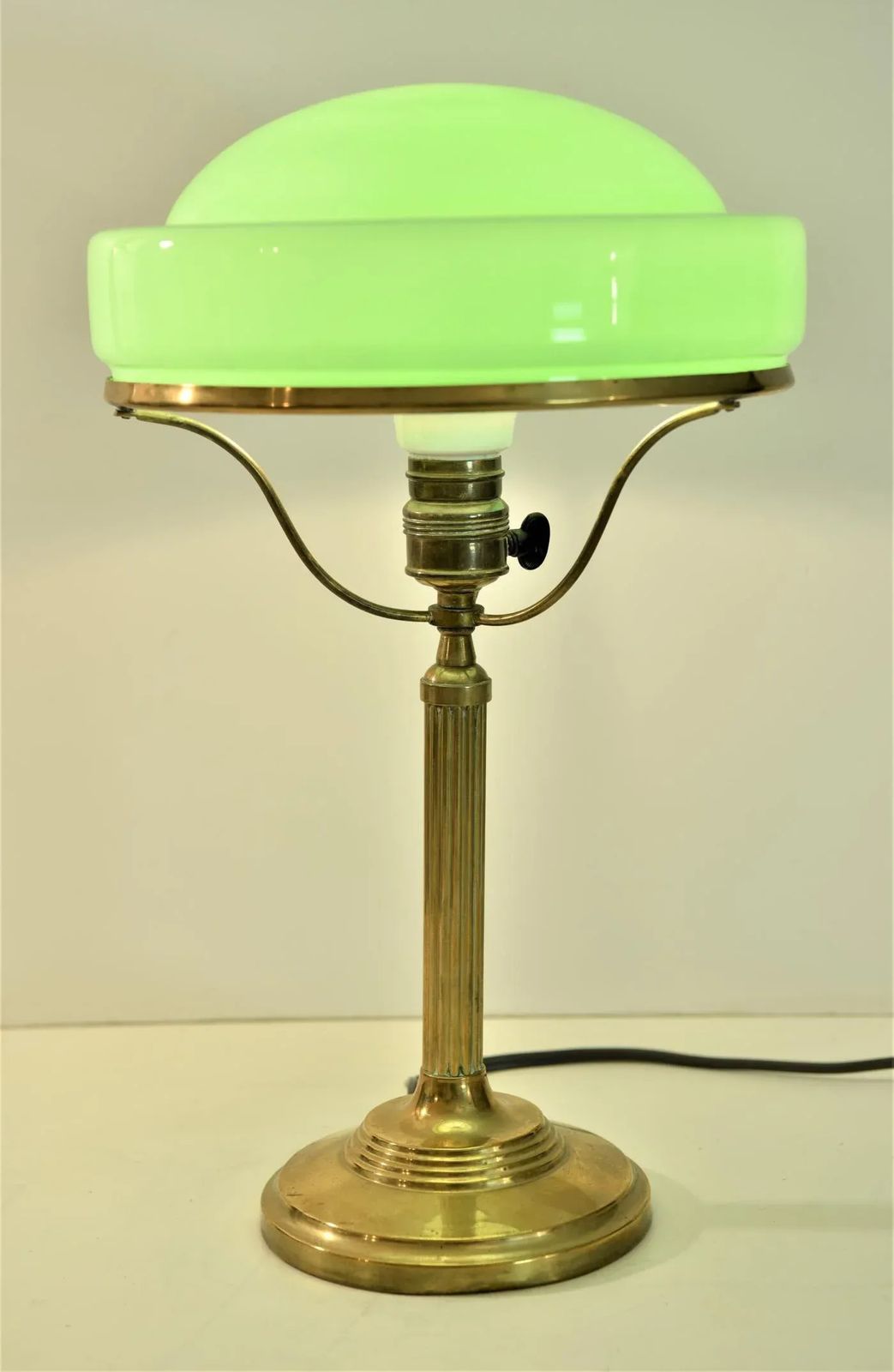 Art Nouveau Brass And Glass Table Lamp From Jugendstil, Sweden, 1920s photo for sale