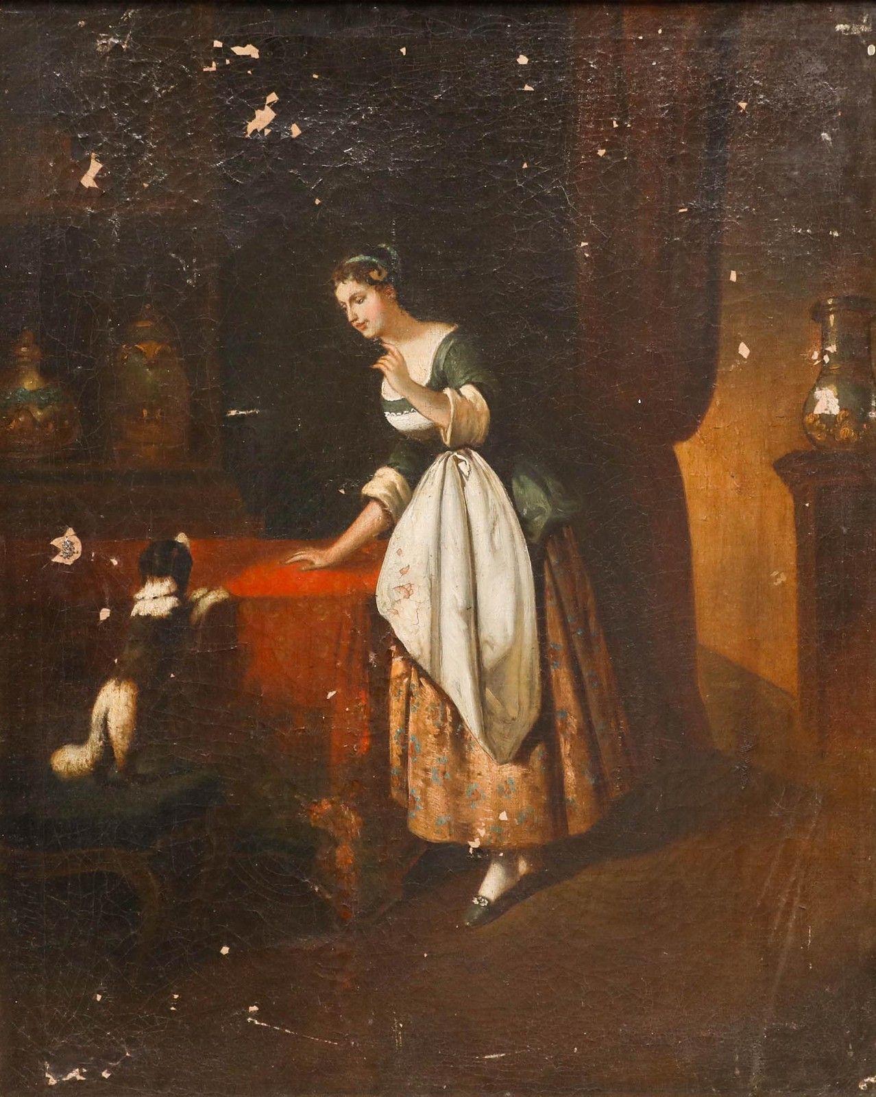 For Restoration 19th Century Oil The Naughty Dog photo furniture
