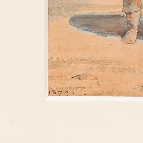 Léopold De Moulignon (1821 1897) 1879 Watercolour, Peasant Family photo Art