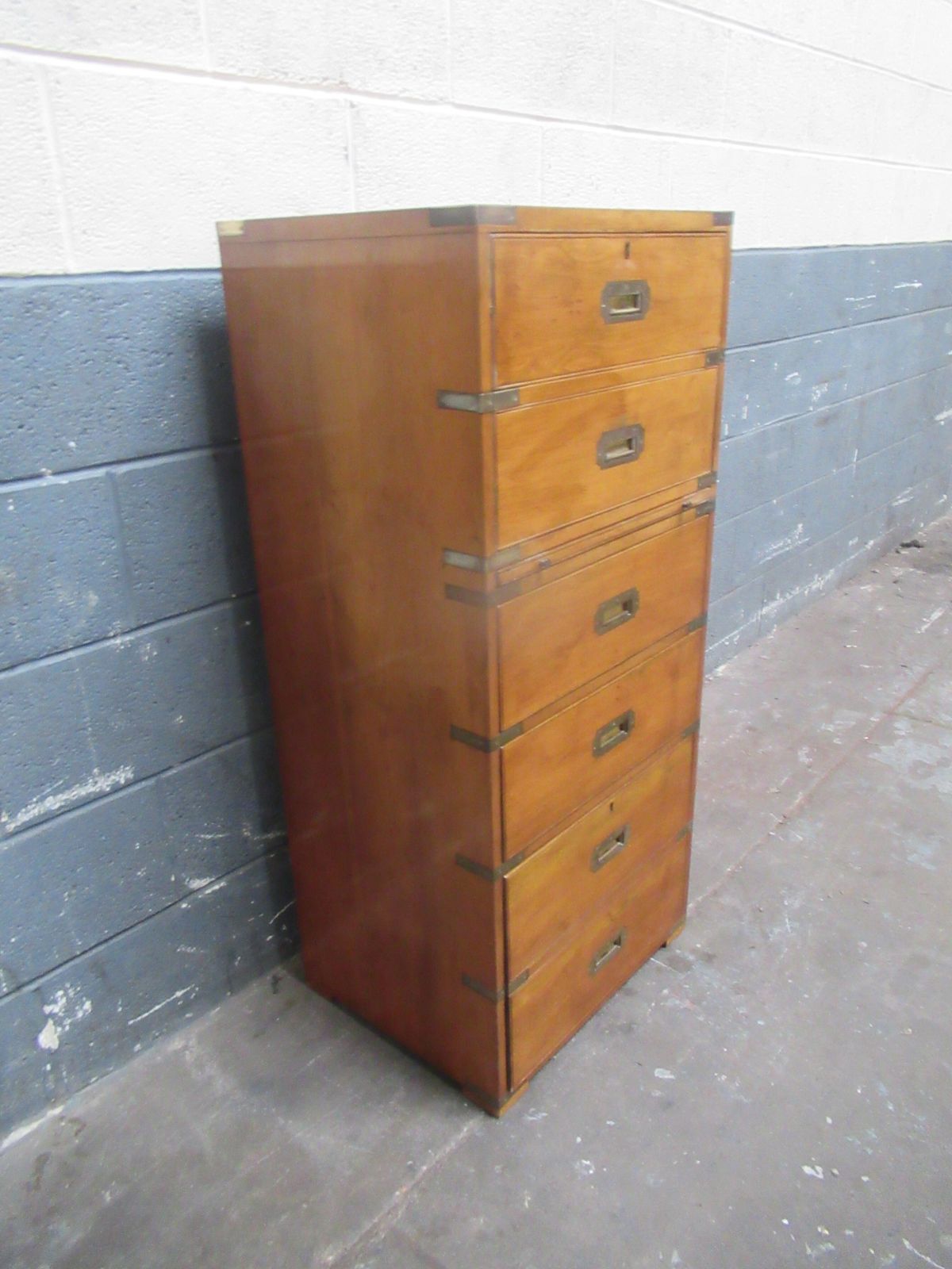 Brass Bound Campaign  Style Chest  Of Drawers   1970s photo furniture