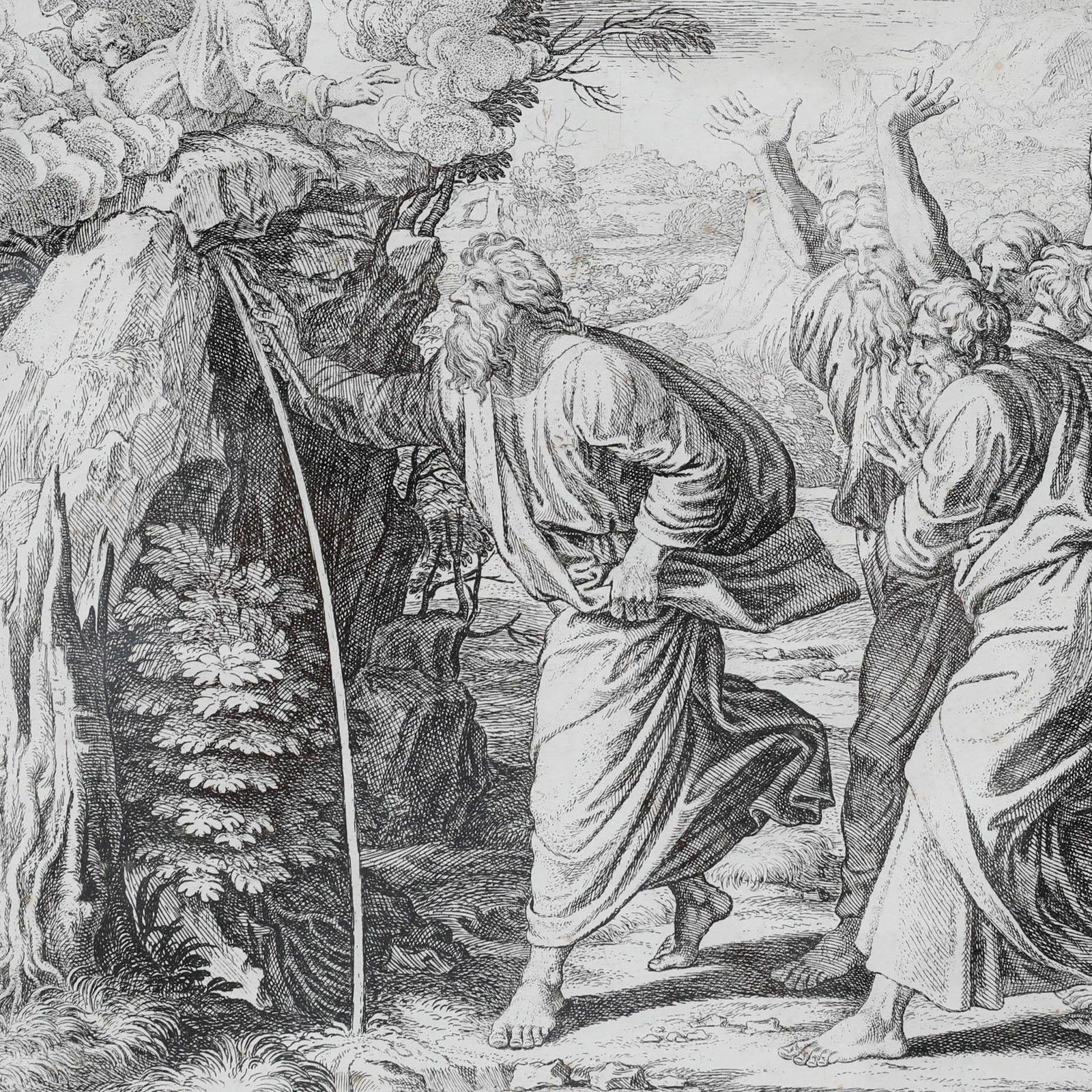 Nicolas Chaperon (1612 1656) After Raphael Engraving, Moses Strikes The Rock photo Art