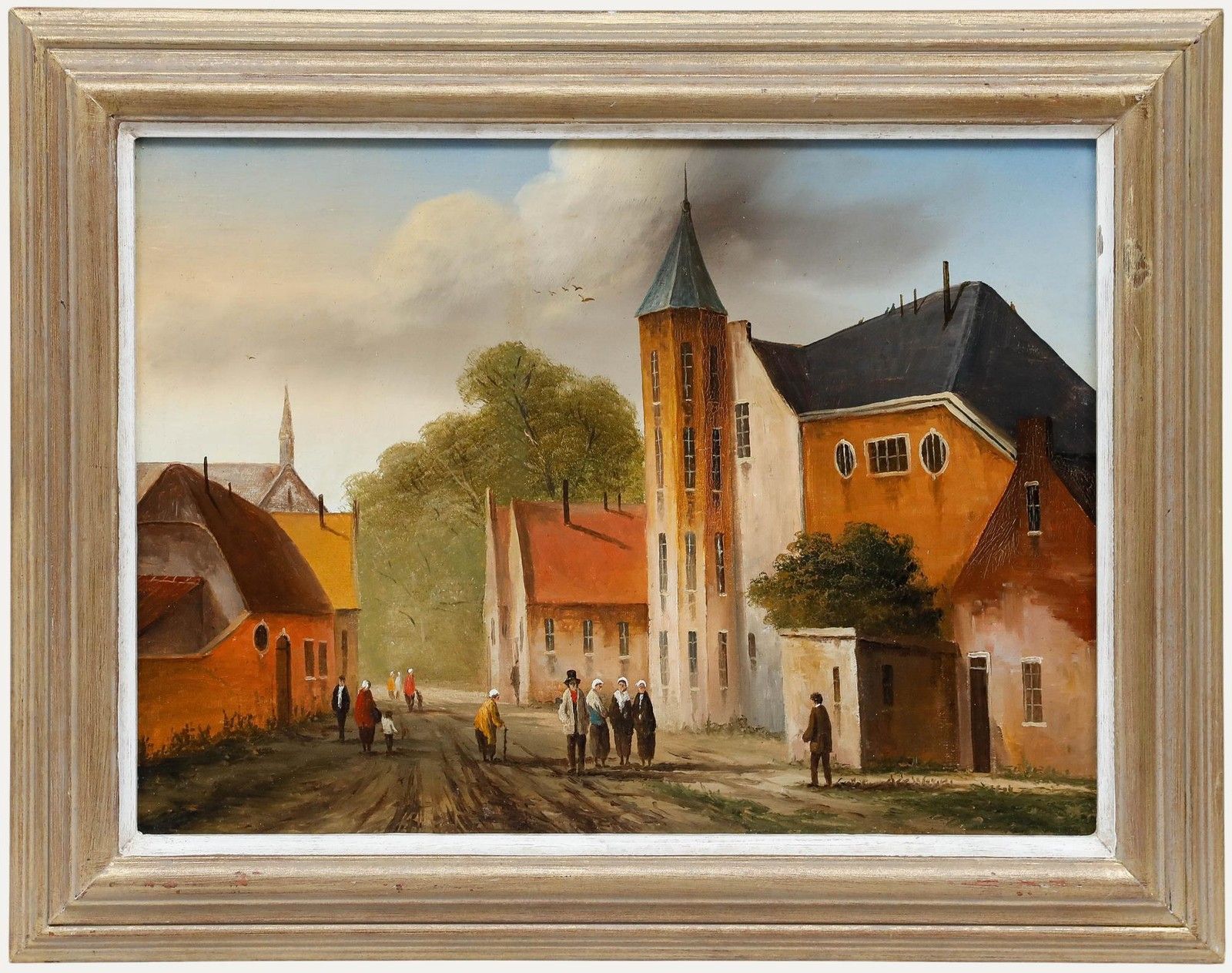 Late 19th Century Oil Continental Street Scene