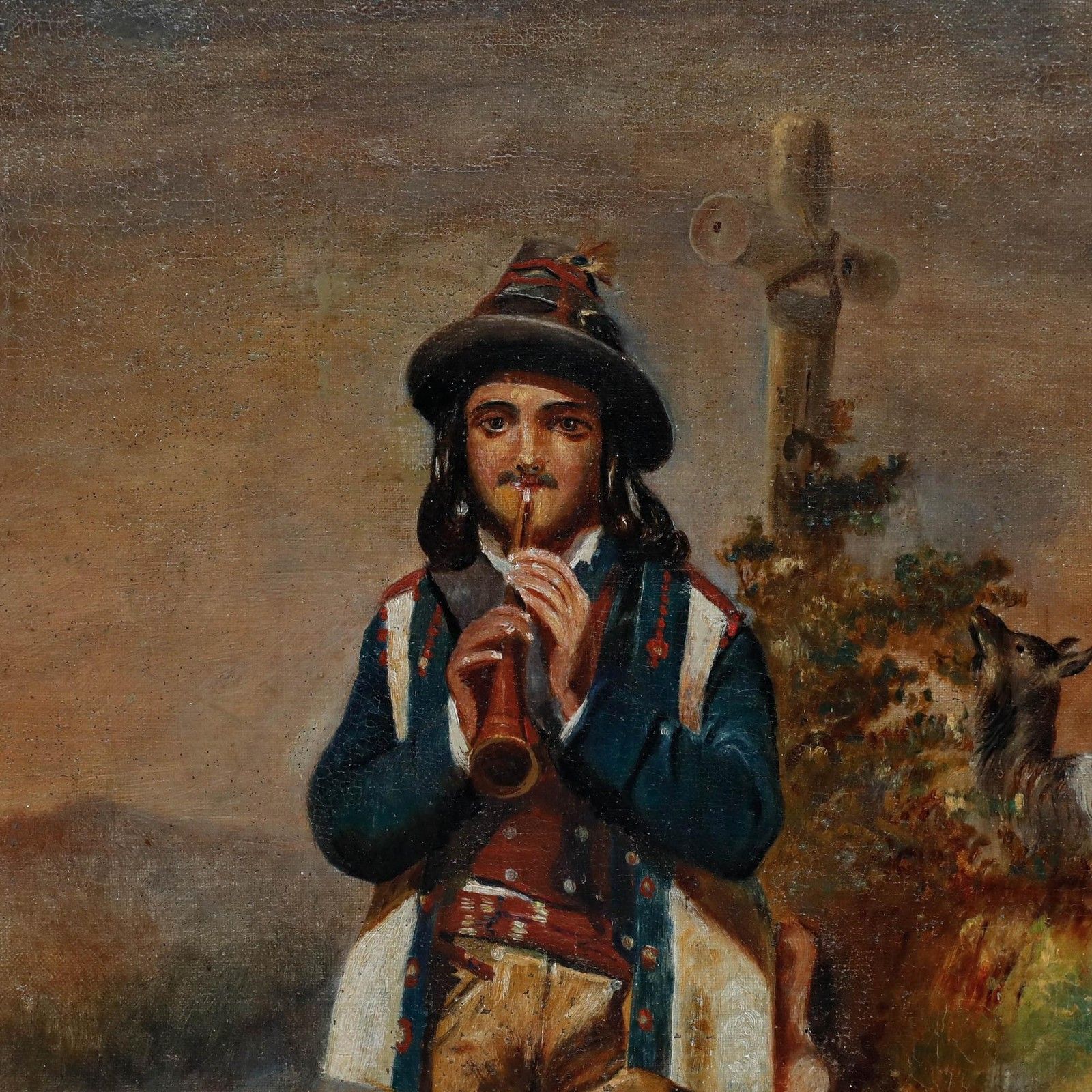 Continental School Late 19th Century Oil Shepherd Playing The Flute photo 275.0
