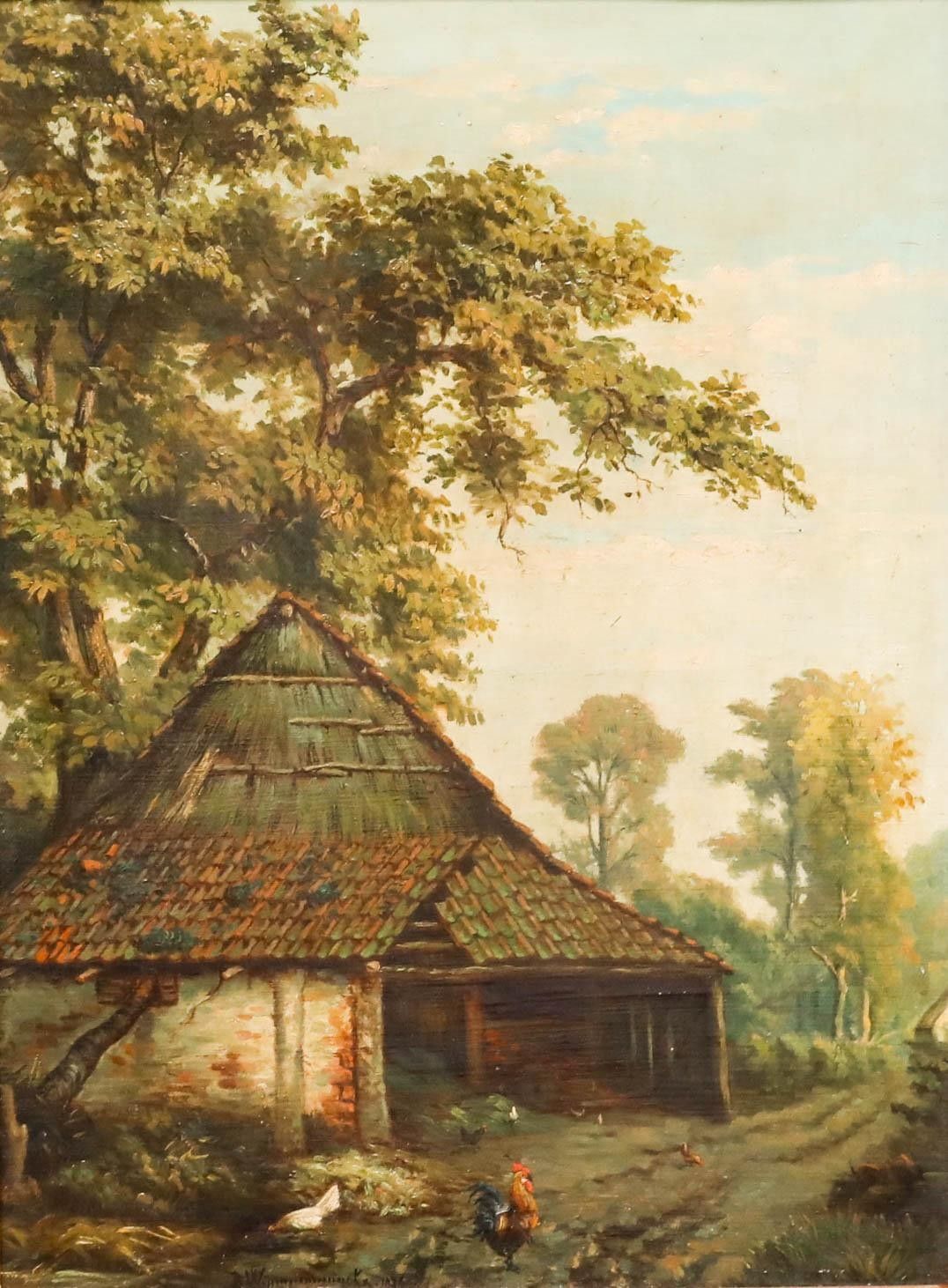 Late 19th Century Oil Quiet At The Farm photo furniture