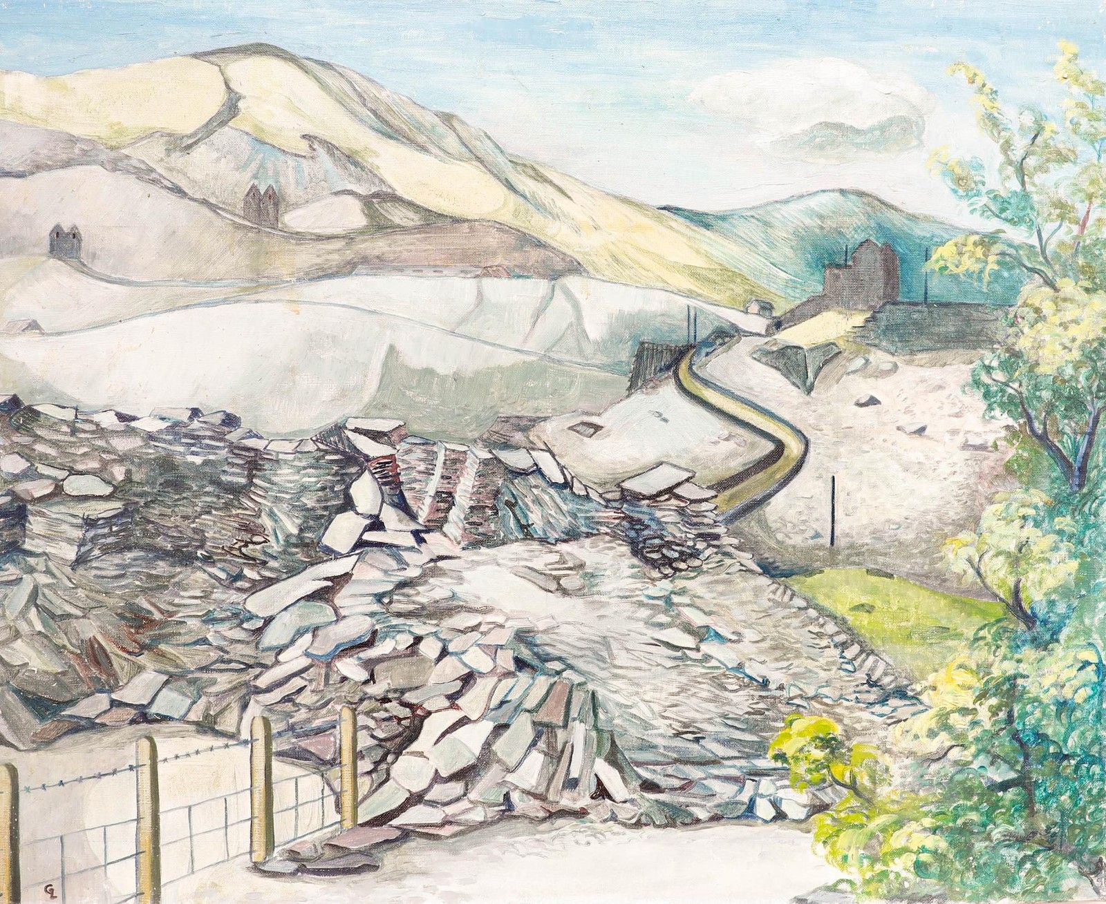Grace Larner (1926 2022) 20th Century Oil, Llechwedd Slate Quarries photo furniture