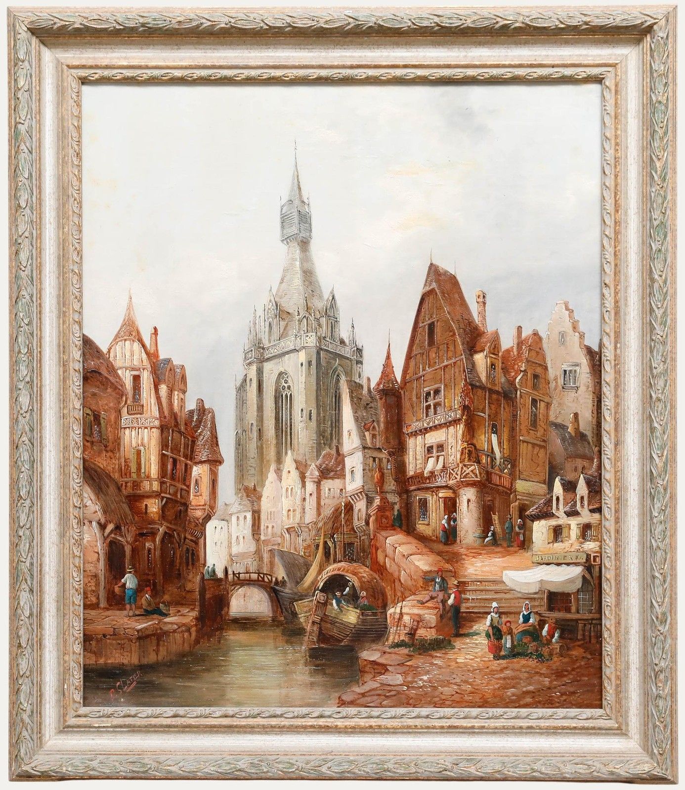 P. Slater  Continental School 19th Century Oil, View Of The Cathedral