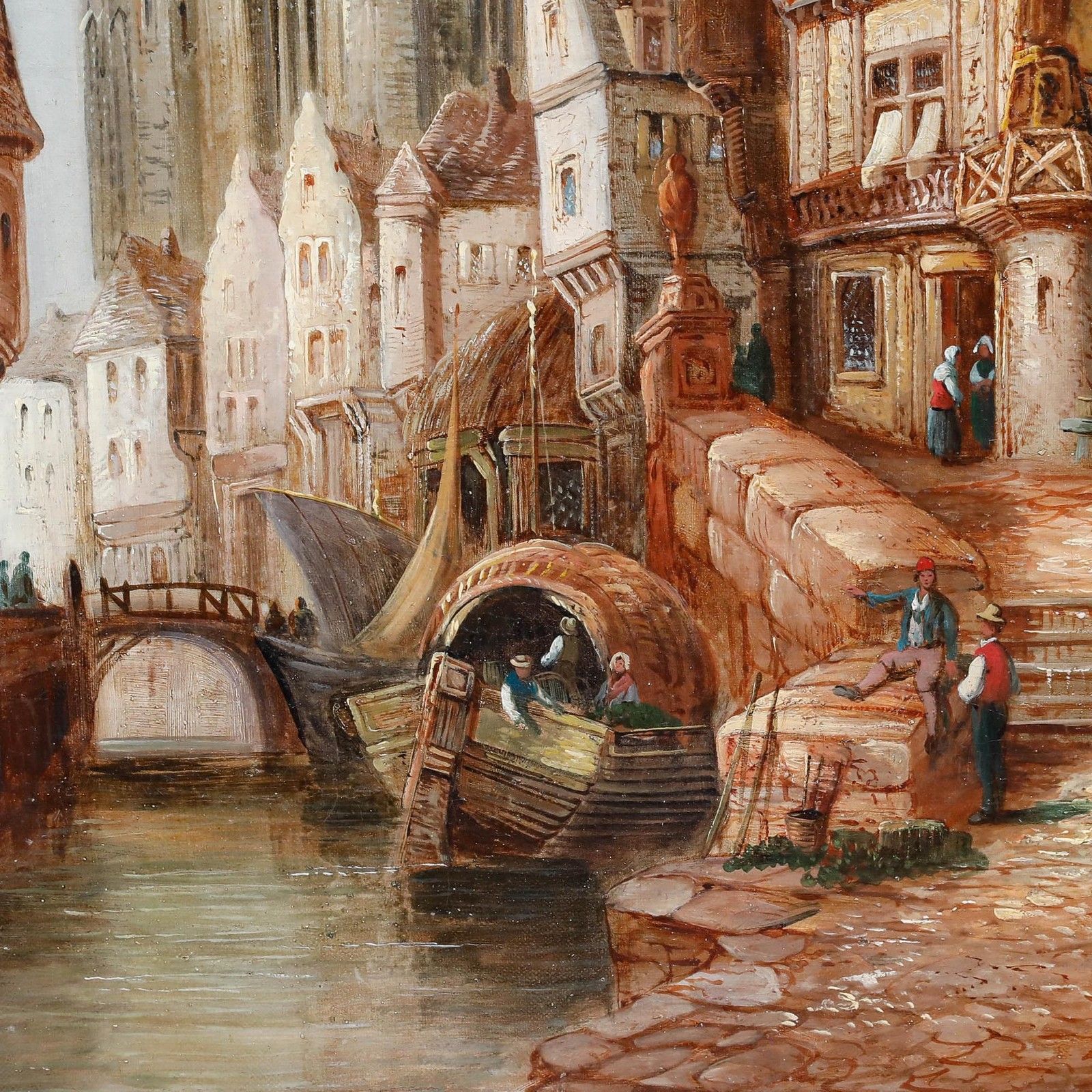 P. Slater  Continental School 19th Century Oil, View Of The Cathedral photo Art