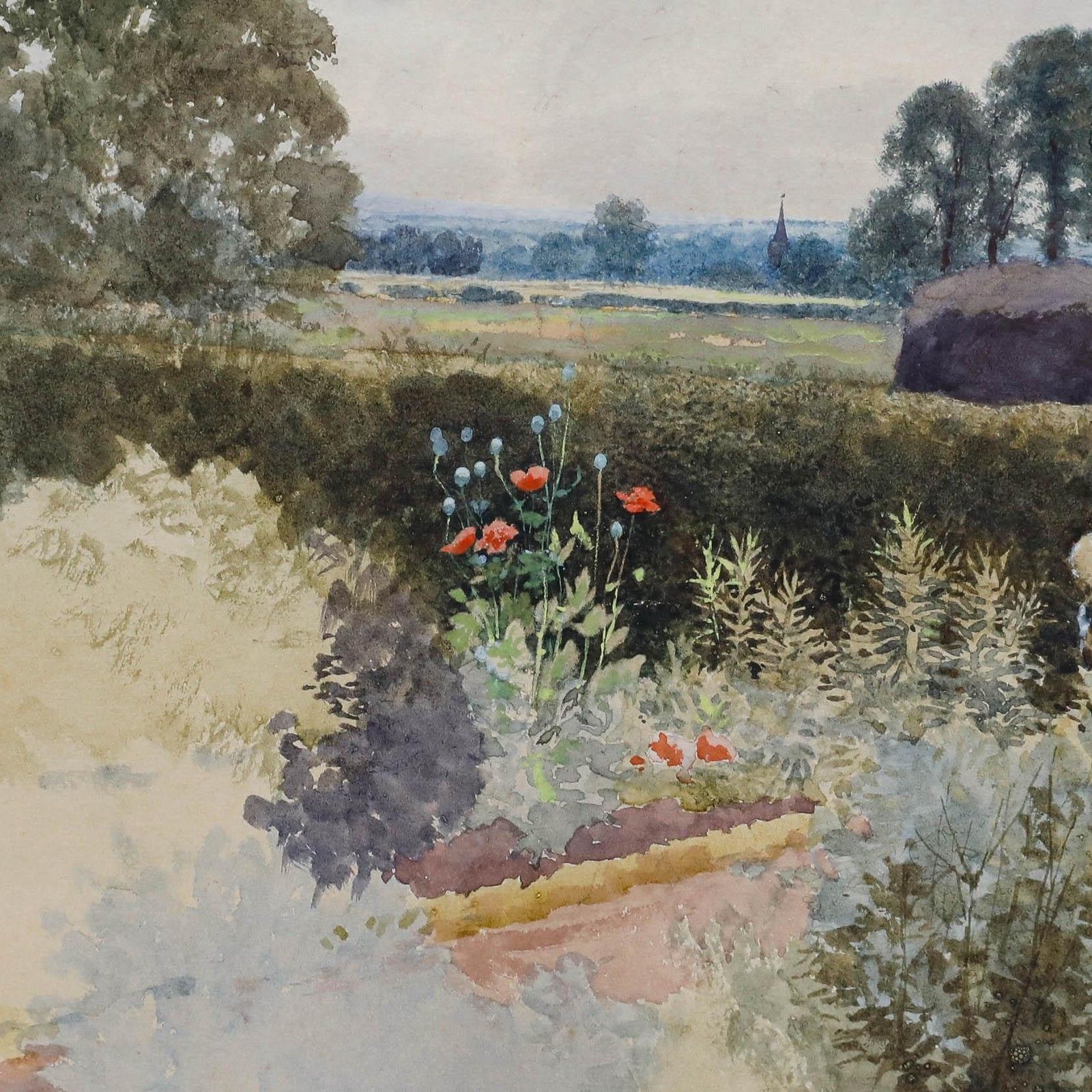 George Gordon Fraser (1859 1895) Watercolour, The Artist's Wife In The Garden photo vinterior