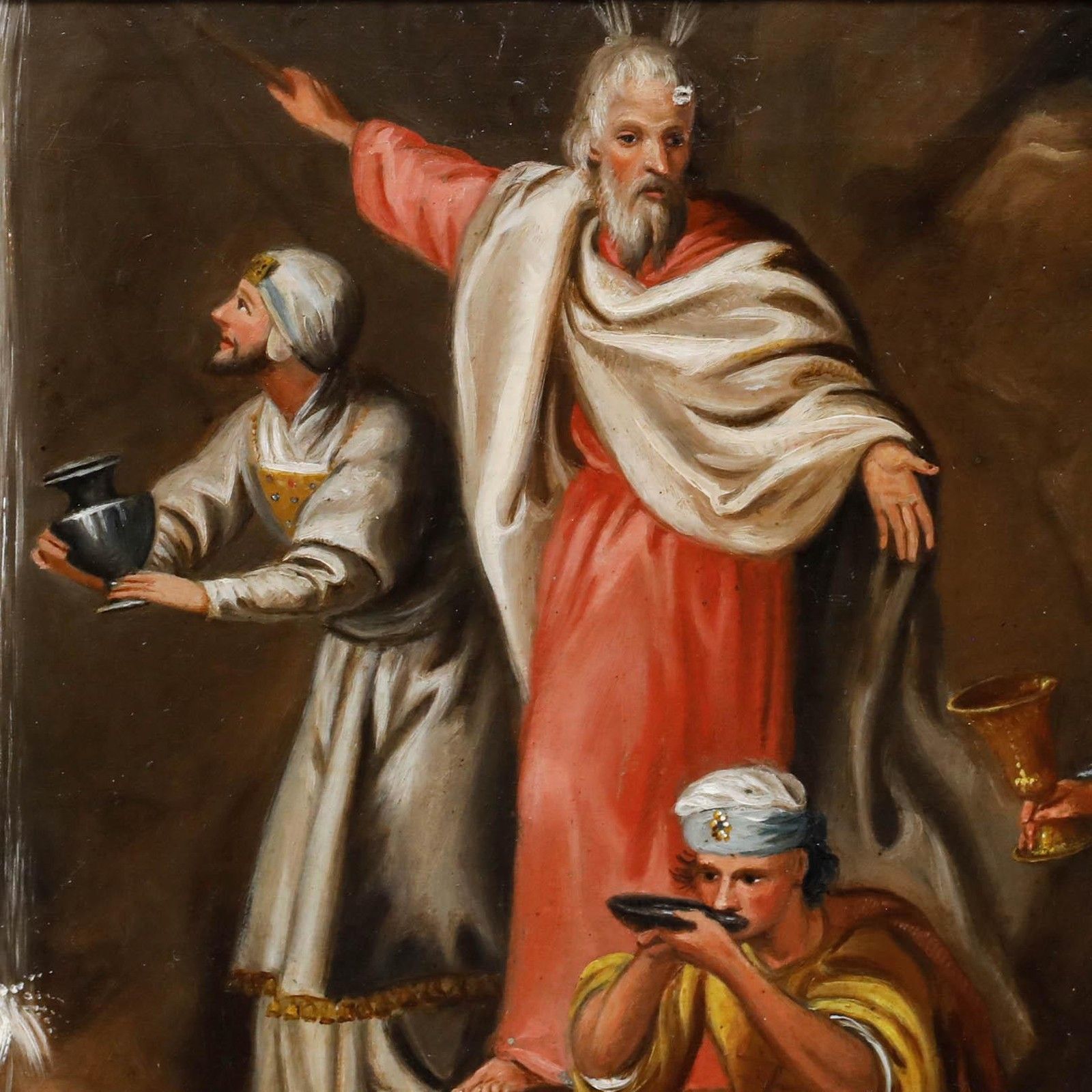Late 19th Century Oil Moses Striking The Rock photo 325.0
