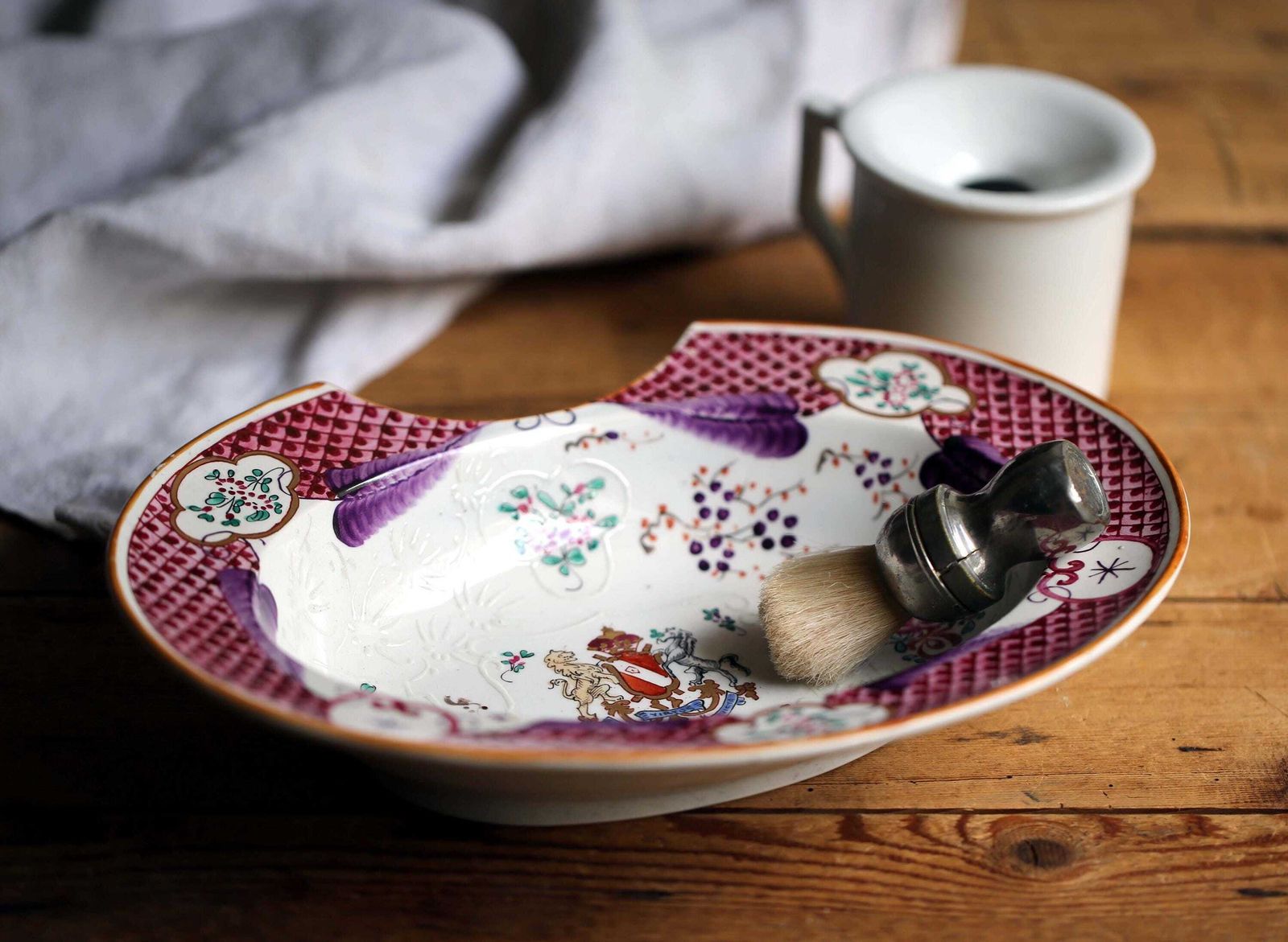 Antique Samson Shaving Dish Famille Rose French Ceramic Barbers Bowl Chinoiserie photo Home Decor