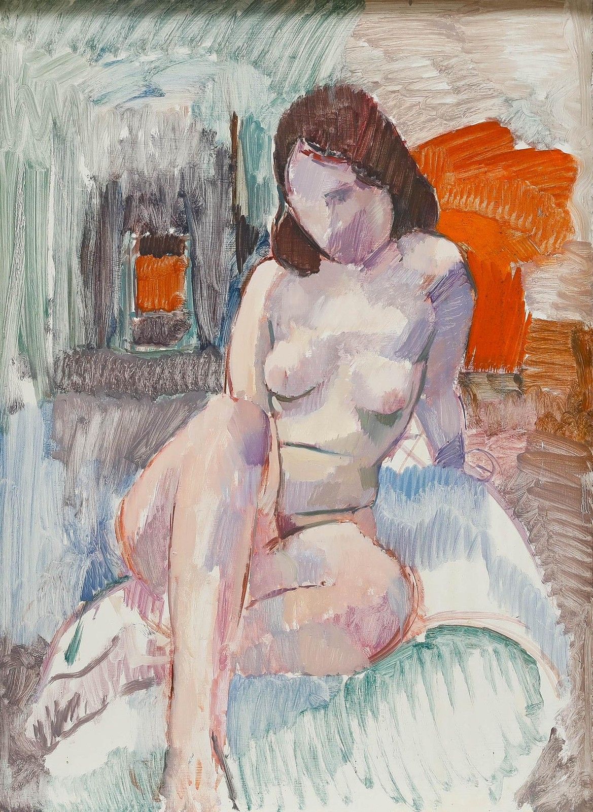 Mid 20th Century Oil Nude Lady I photo furniture