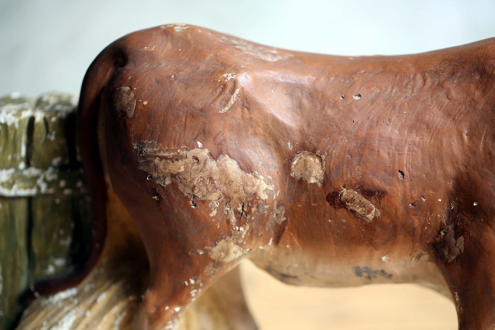 Huge Plaster Cow Large Antique Bull Statue Butcher Shop Display Figure Nativity Animal photo Art