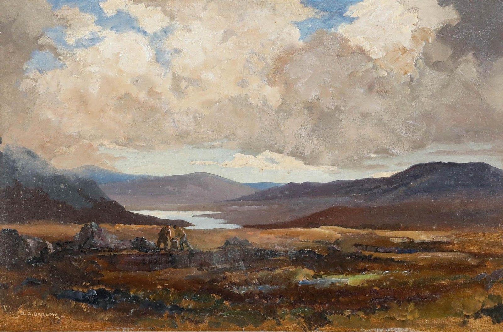 Gordon Clifford Barlow (1913 2005) 1977 Oil, Gathering Peat On Ben Hope photo furniture