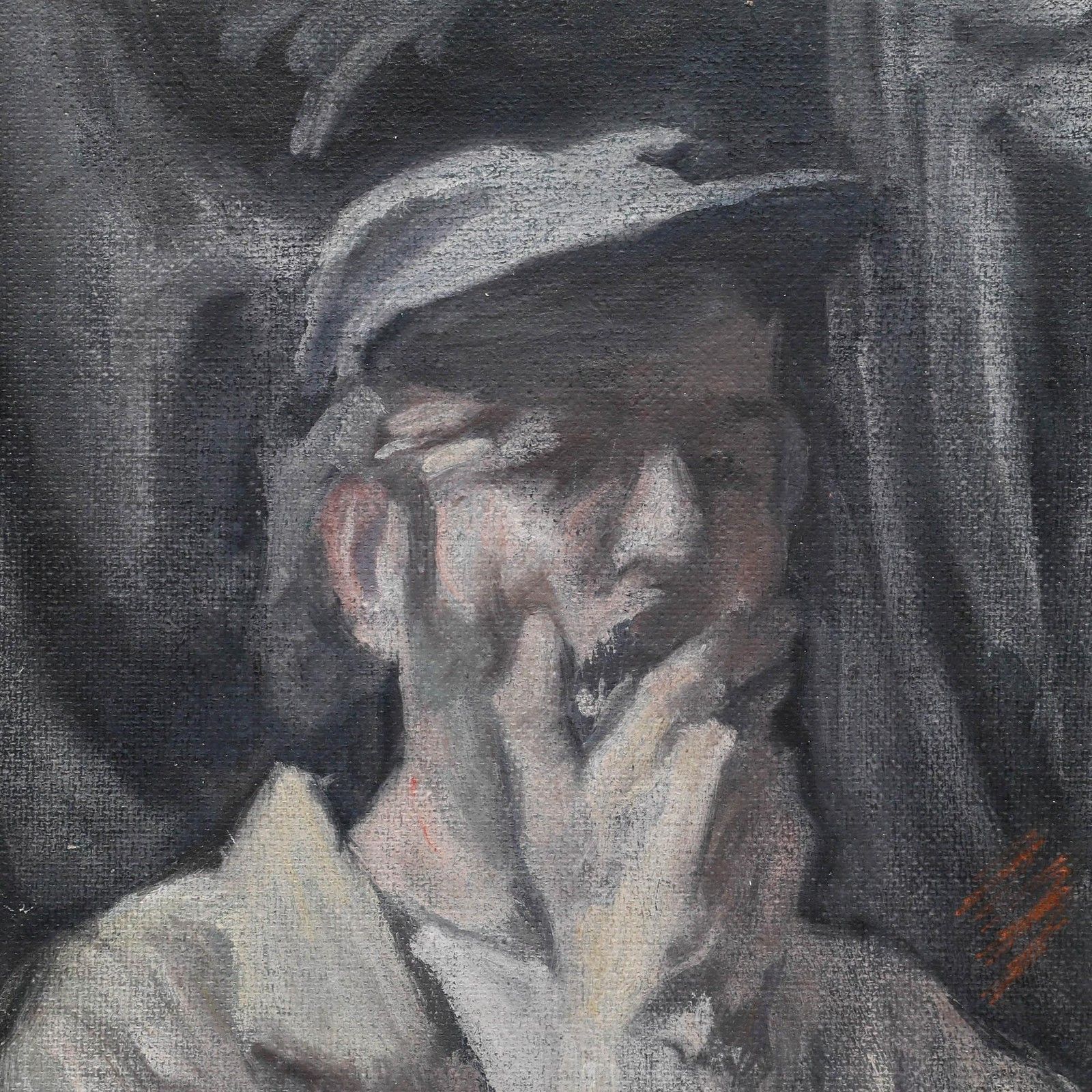 George Weissbort (1928 2013) 20th Century Oil, Self Portrait With Cap photo Art