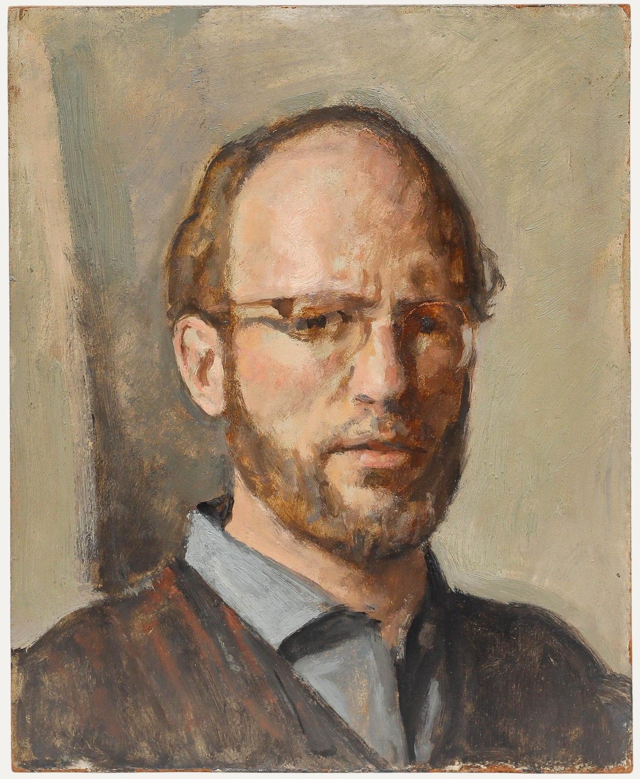 George Weissbort (1928 2013) 20th Century Oil, Weissbort In A Blue Shirt