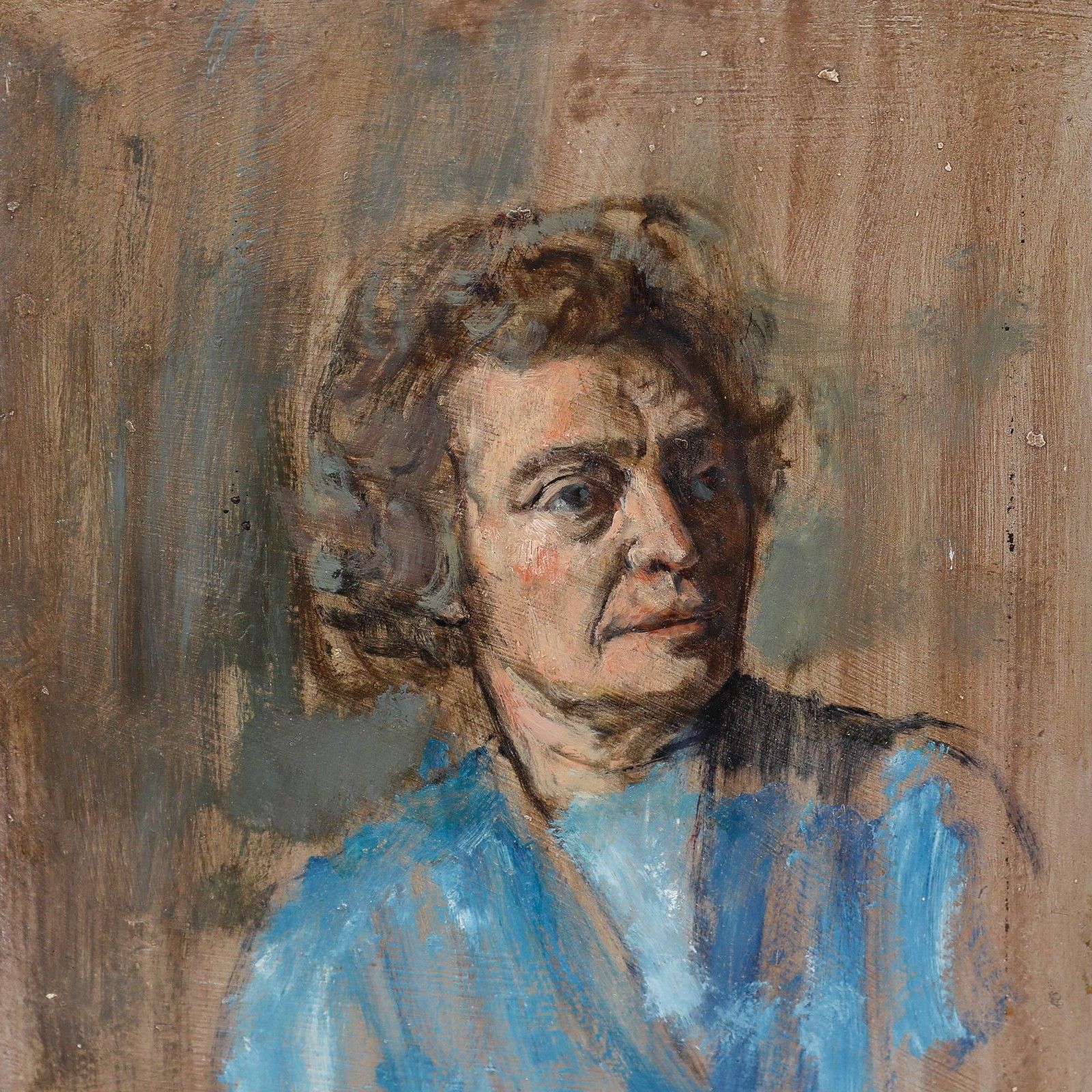 George Weissbort (1928 2013) 20th Century Oil, Elderly Lady In Blue photo Art