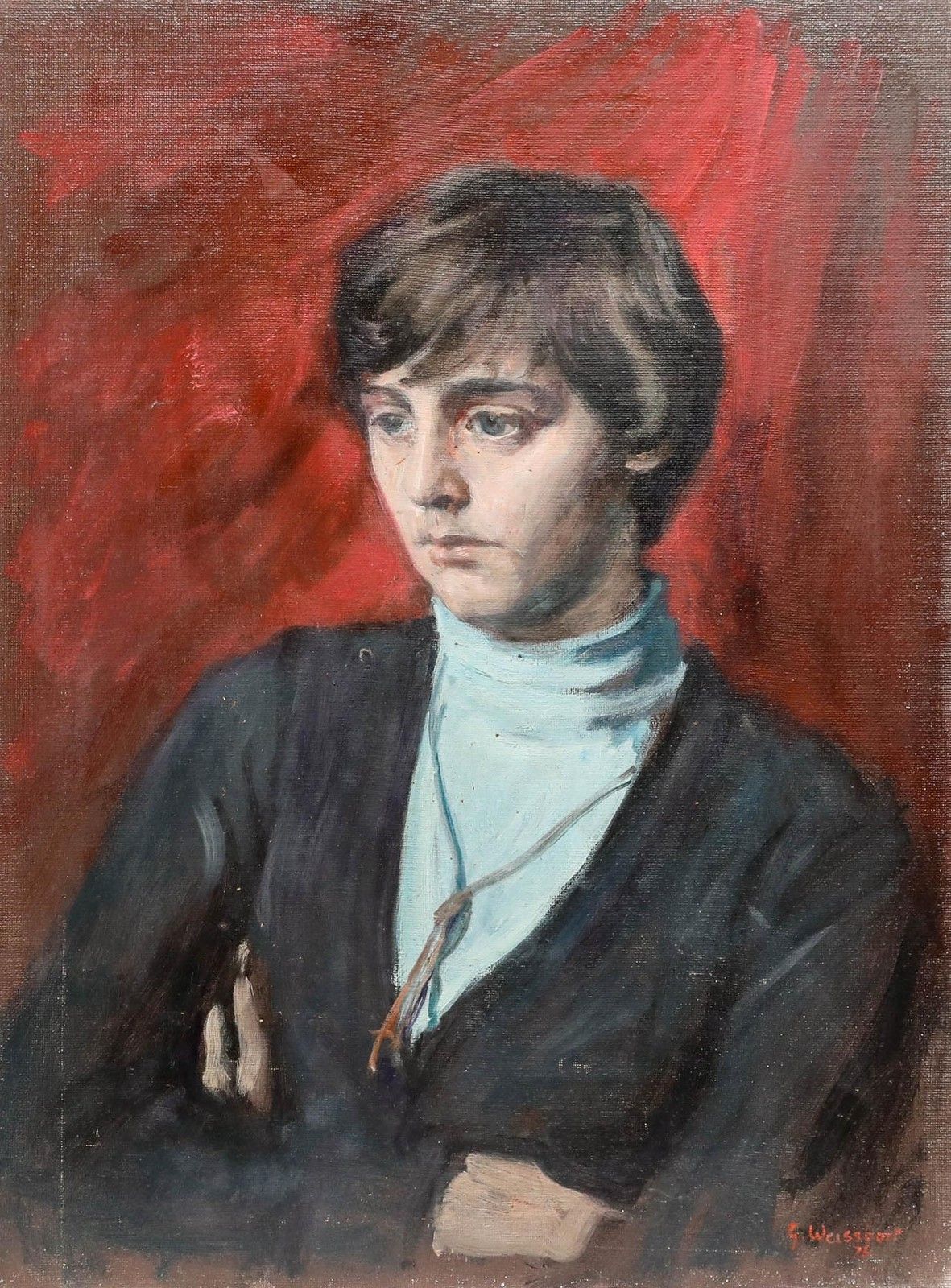 George Weissbort (1928 2013) 1975 Oil, Girl In A Turtleneck photo furniture