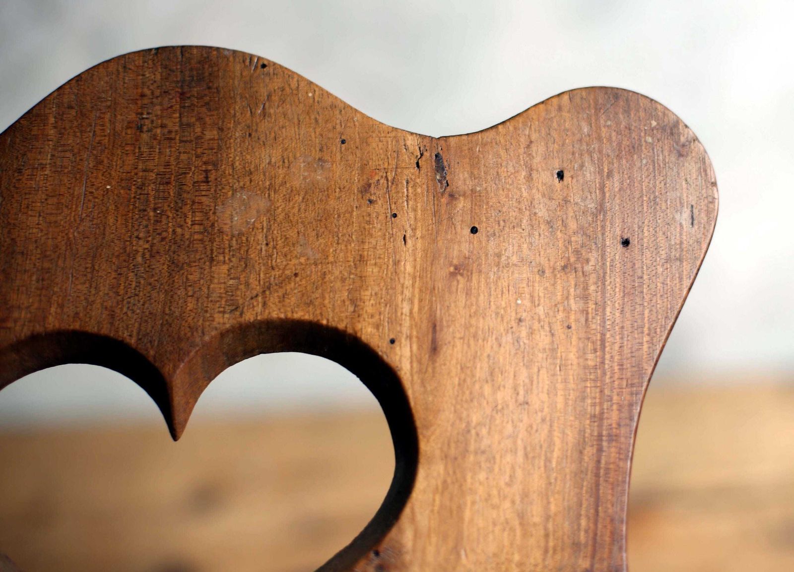 Antique Folding Book Stand: Hand Carved Wooden Bible Holder With Heart Detail photo 161.0