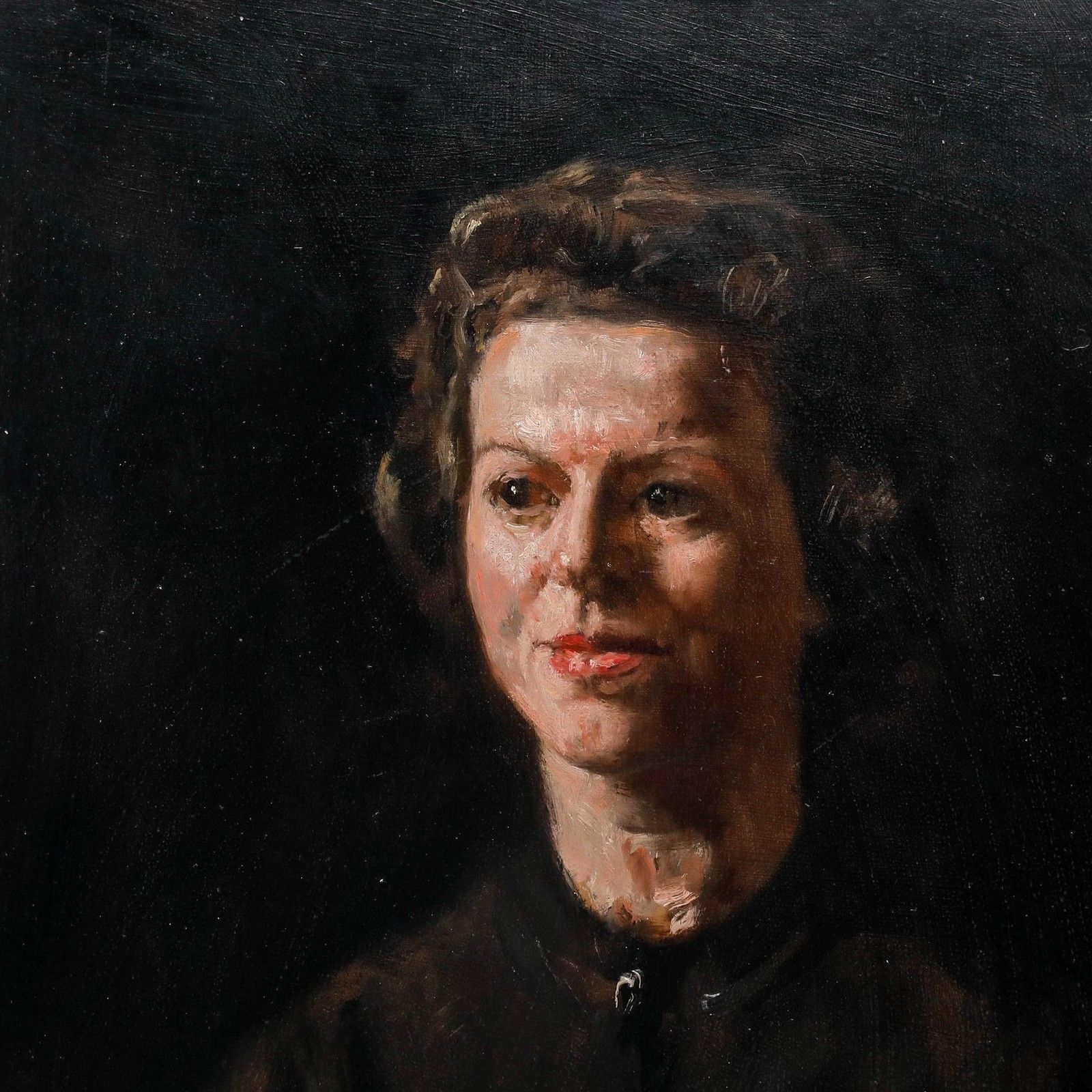 George Weissbort (1928 2013) 20th Century Oil, Lady In The Brown Cardigan photo Art