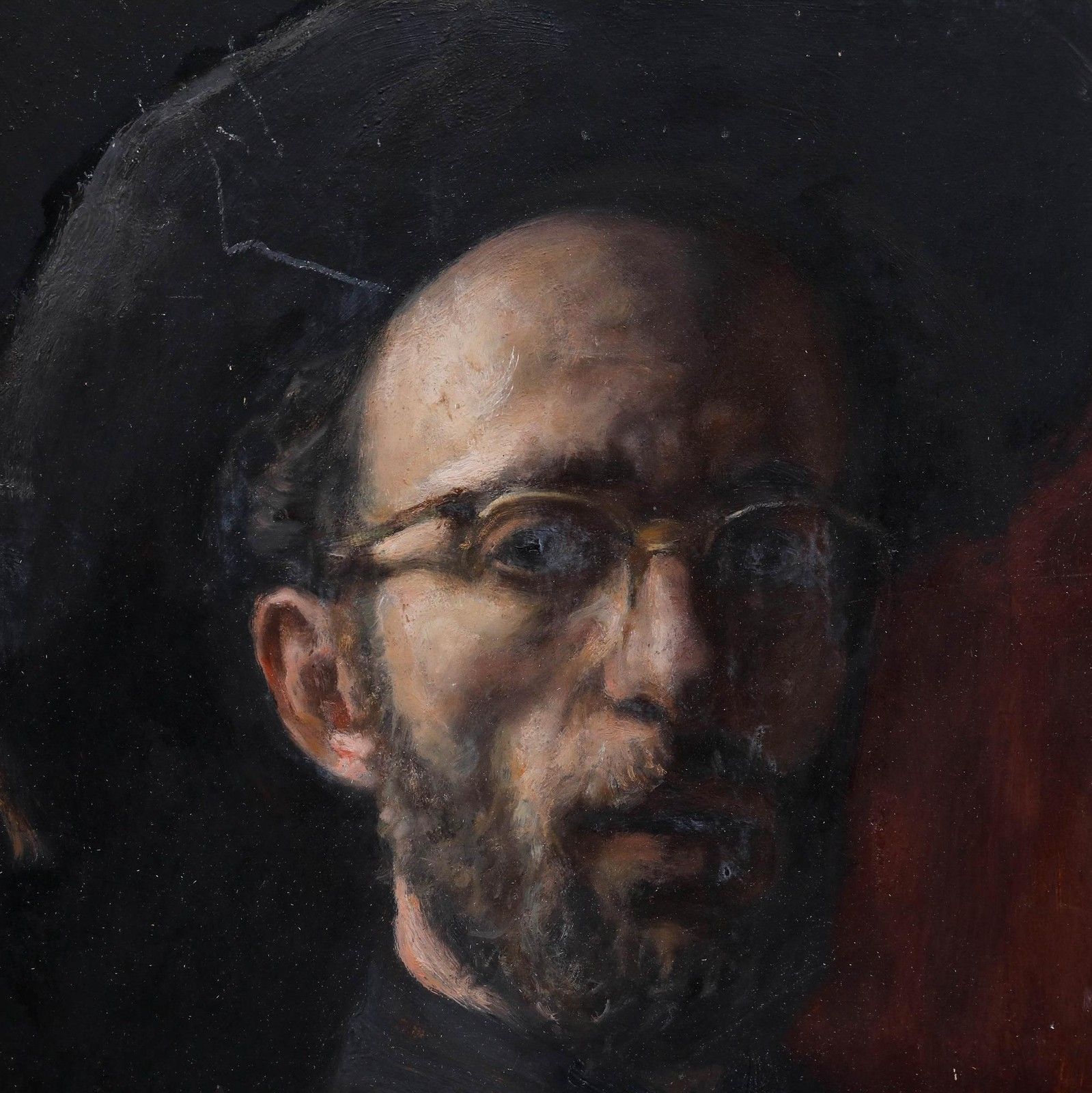 George Weissbort (1928 2013) 20th Century Oil, Self Portrait With Hat photo Art