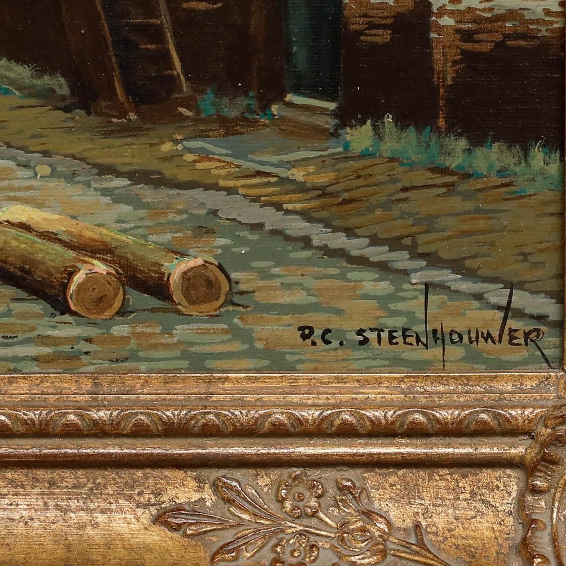 Pieter Cornelis Steenhouwer (1896 1972) Mid 20th Century Oil, The Water Pump photo vintage