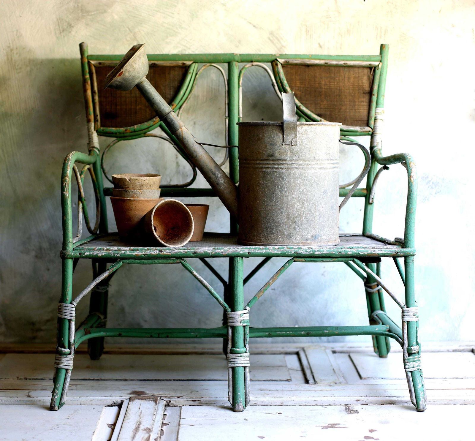 Antique French Zinc Watering Can photo vinterior