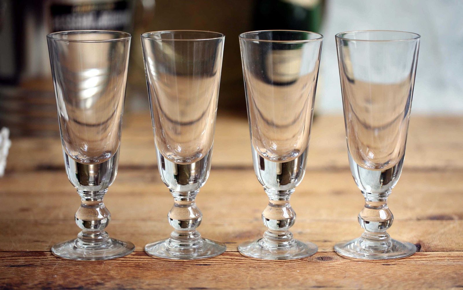 Set Of 4 Antique French Absinthe Glasses Thick Glass Handblown Mazagrans Goblets photo buy