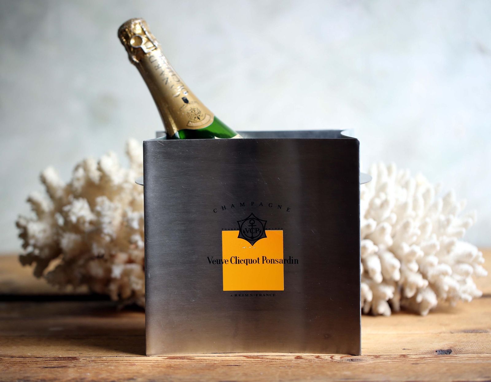 Vintage Veuve Clicquot Champagne Ice Bucket Stainless Steel Wine Cooler Ponsardin Barware photo furniture