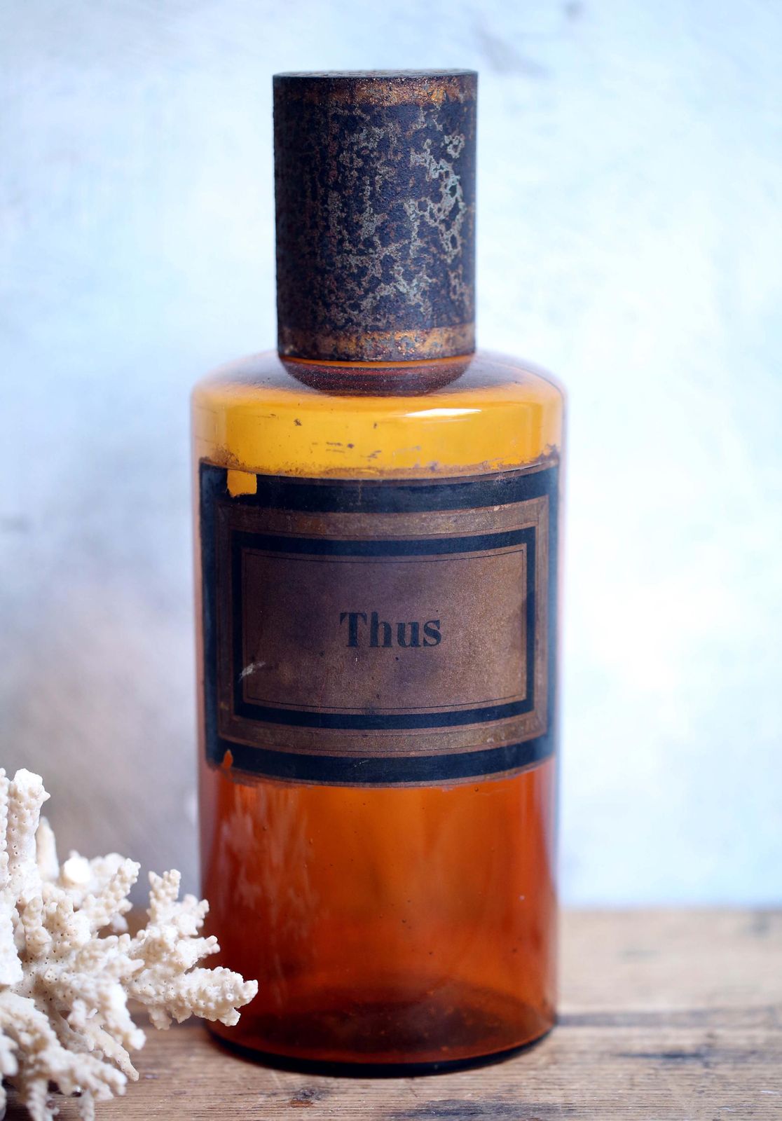 Antique French Apothecary Jar Amber Glass Medicine Storage Canister Pharmacy Bottle Thus photo furniture