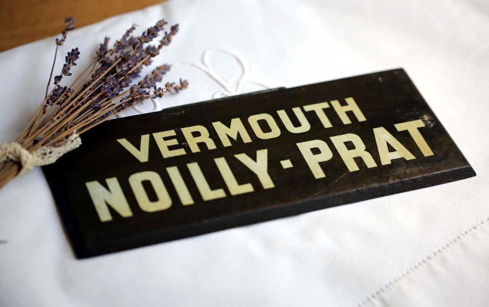 Antique French Advertising Sign Blue Vermouth Noilly Prat Plaque Wooden Bar Sign Panel