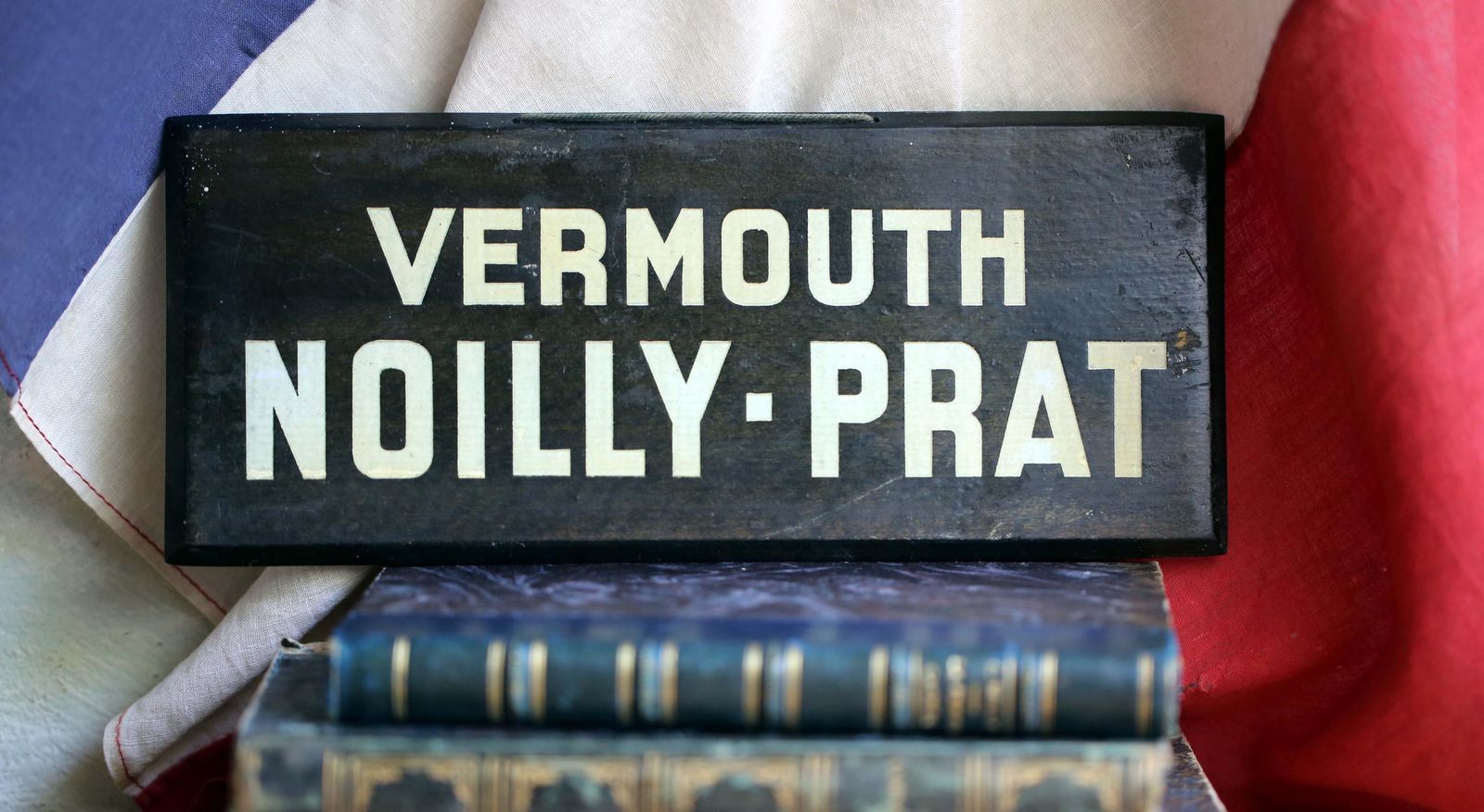 Antique French Advertising Sign Blue Vermouth Noilly Prat Plaque Wooden Bar Sign Panel photo Home Decor
