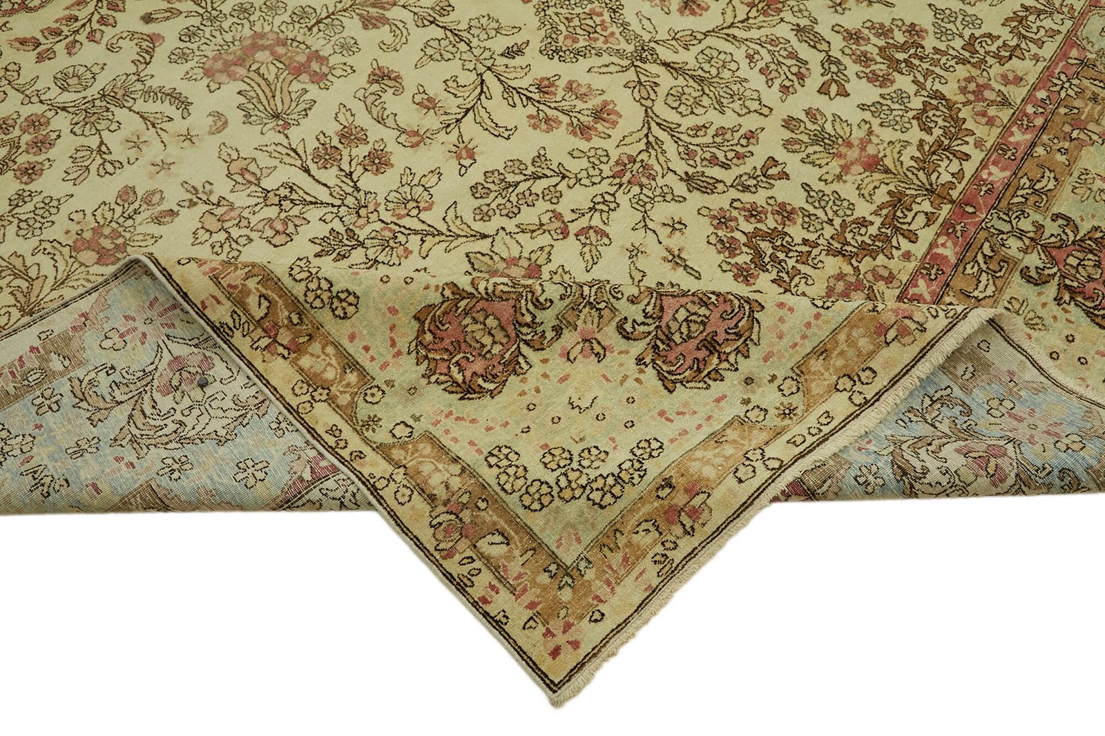 Handmade Beige Vintage Large Area Rug 363 Cm X 265 Cm photo vinterior