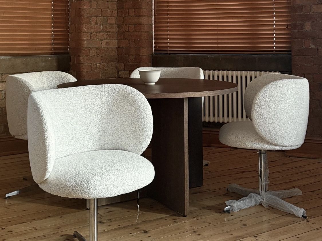 Ferm Living Rico Swivel Chairs Set Of 4   Off White   Bouclé   Rrp £3916