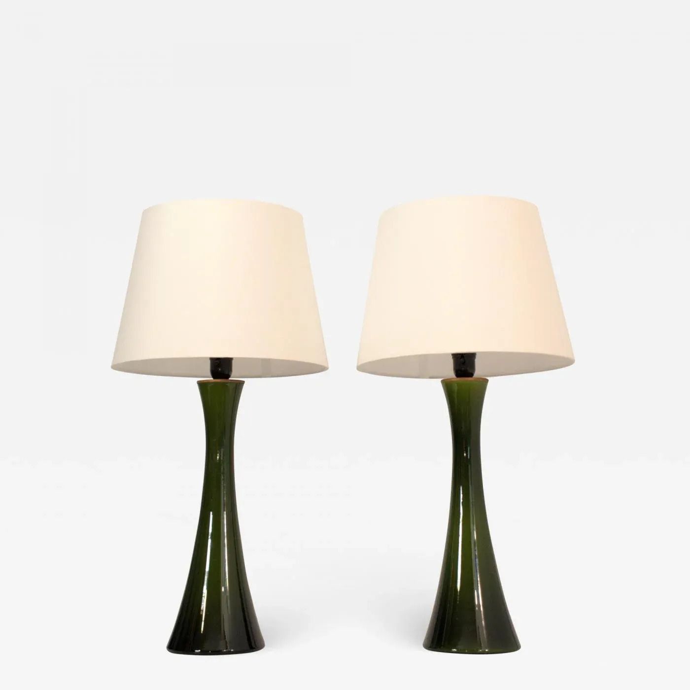photo furniture Modern Swedish Olivegreen Glass Table Lamps By Bernt Nordstedt For Bergboms, Set Of 2
