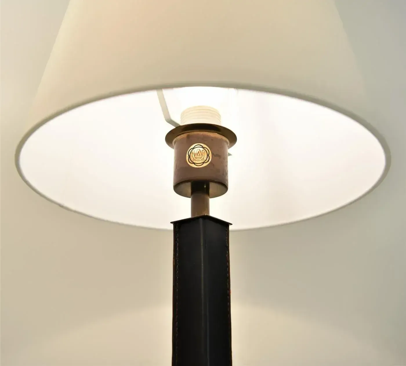 Glass, Leather And Brass Table Lamps By Uppsala Armaturfabrik, Set Of 2 photo 3421.0