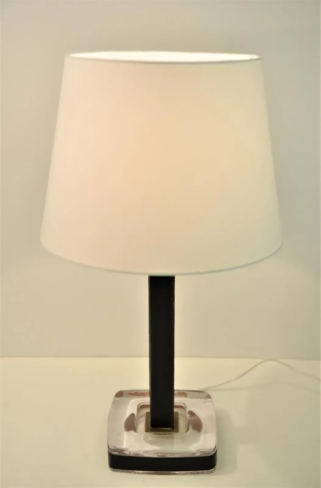 photo furniture Glass, Leather And Brass Table Lamps By Uppsala Armaturfabrik, Set Of 2
