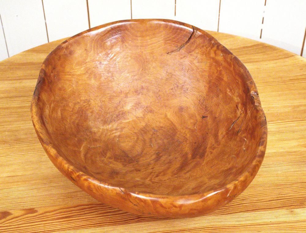 Large Swedish Folklore Birch Burl Wooden Bowl, 1890s photo vintage