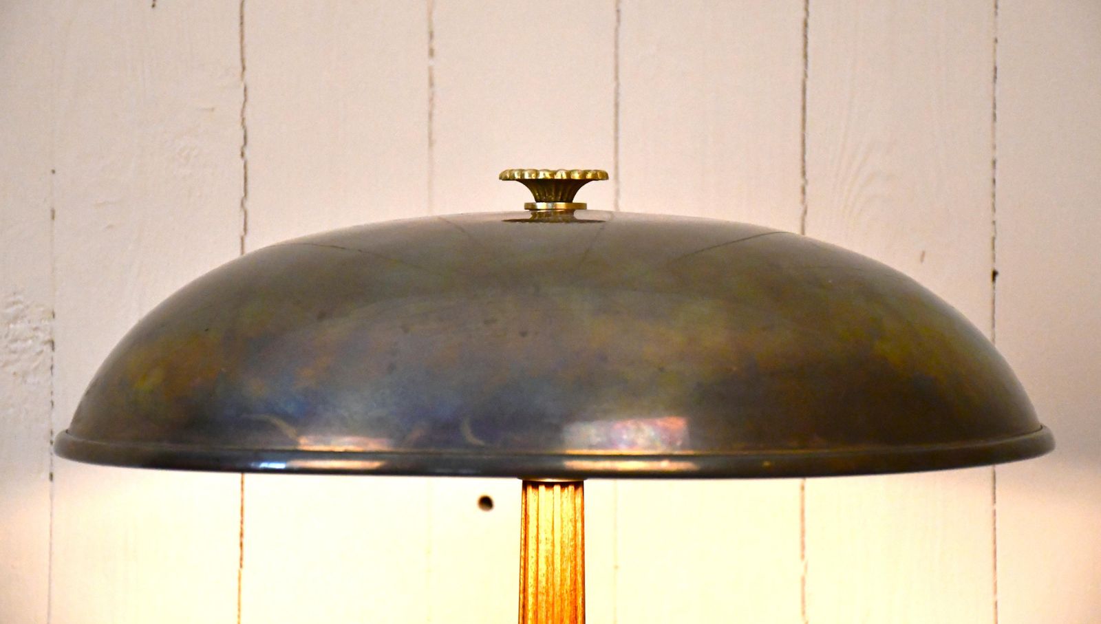Swedish Brass And Oak Table Lamp By Erik Tidstrand For Nordiska Kompaniet, 1940s photo Lighting