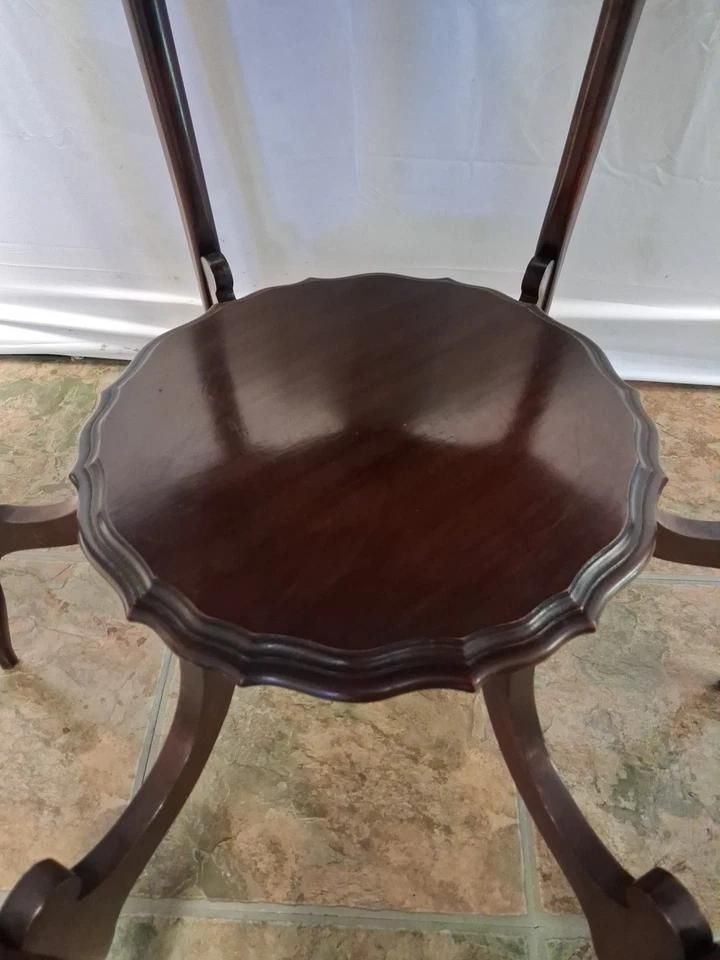 Antique Mahogany Two Tier Occasional Table With Scalloped Edge Top photo 135.0